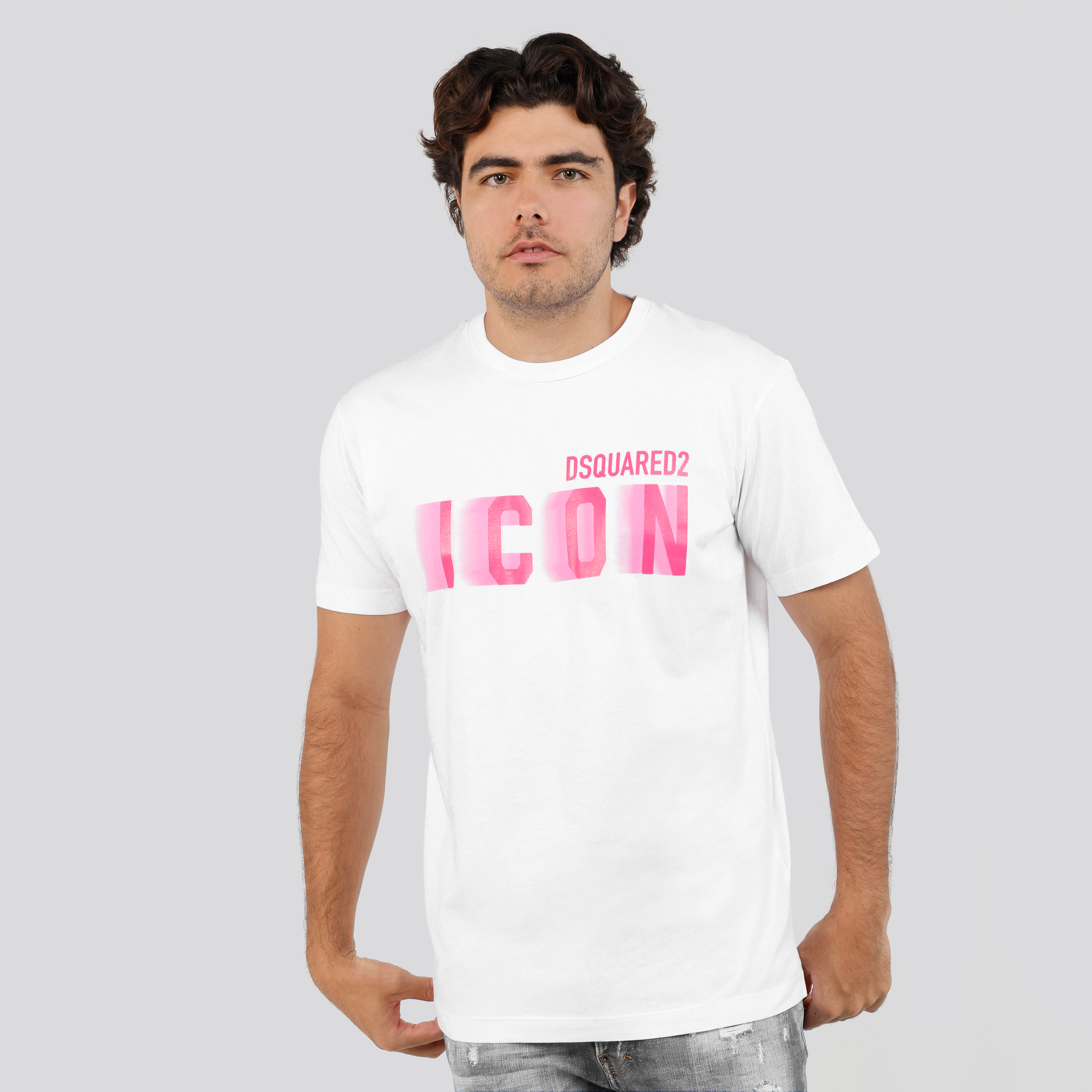 Camiseta Blanca Dsquared2 Fucsia Icon
