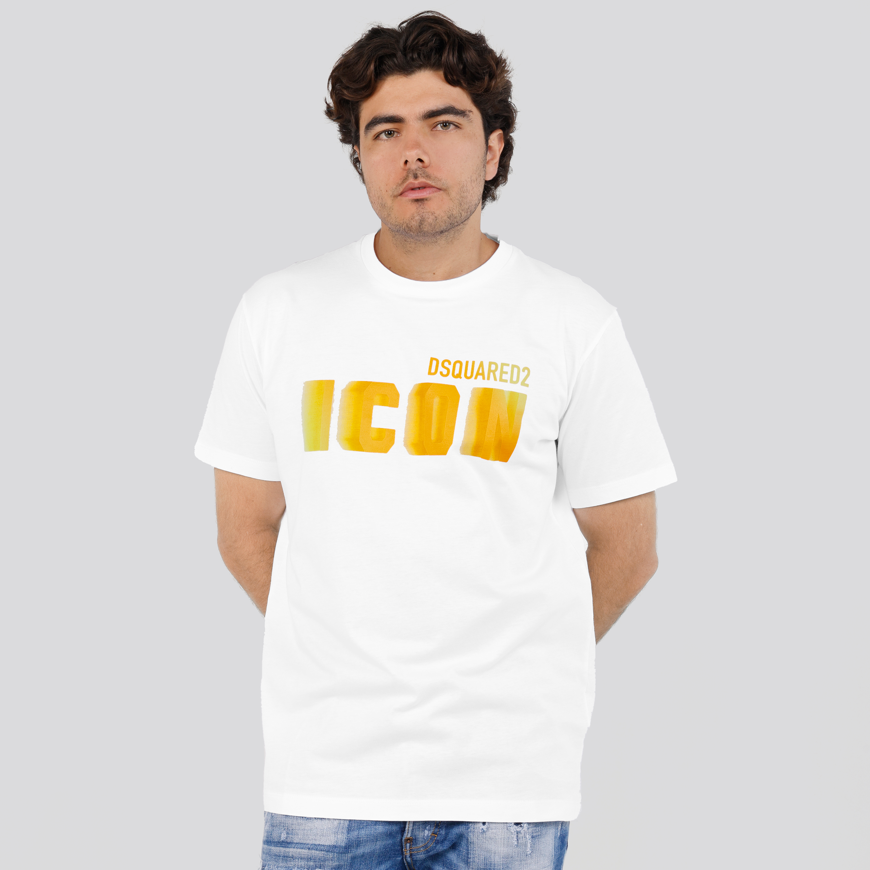 Camiseta Blanca Dsquared2 Amarillo Icon