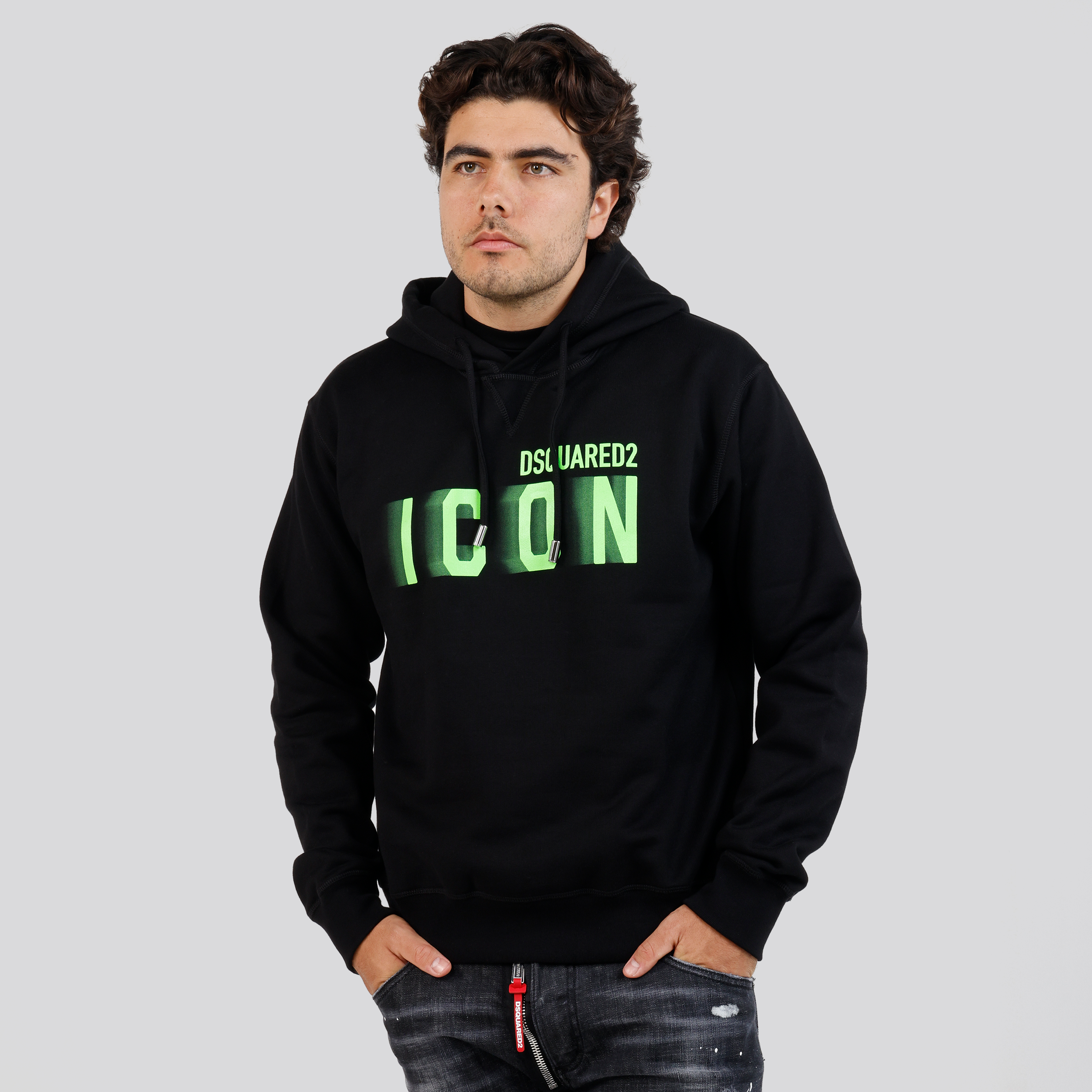 Buzo Tipo Hoodie Negro Dsquared2 Verde Icon