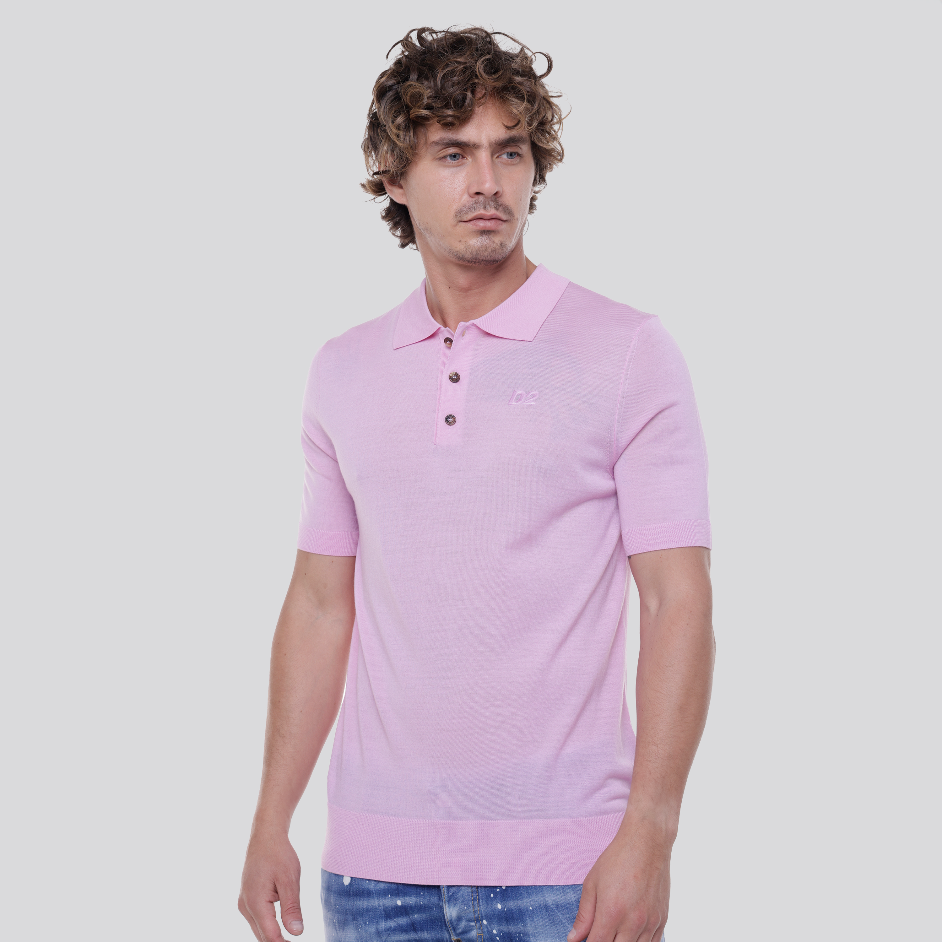 Camiseta Tipo Polo Rosada Dsquared2 Embroidered