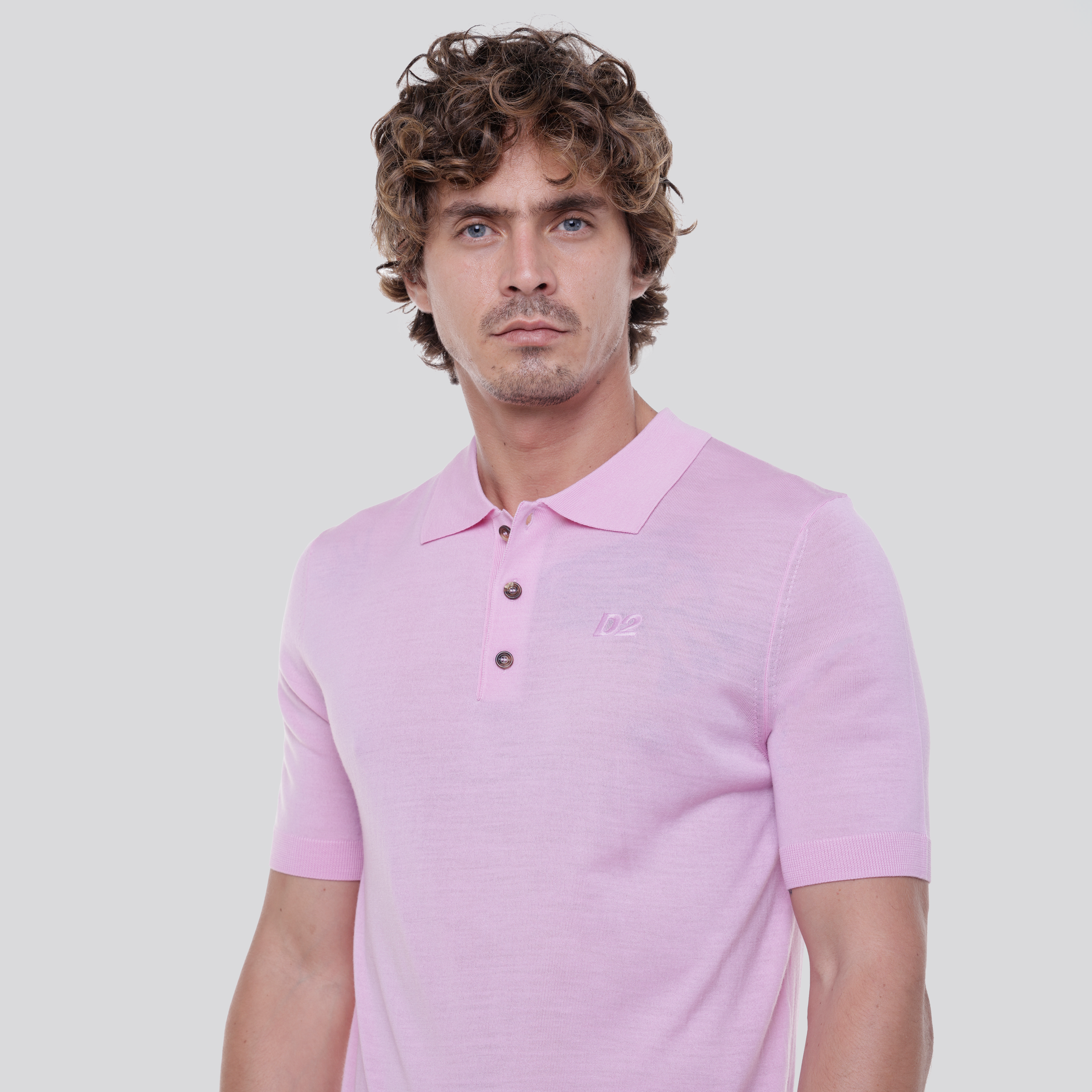 Camiseta Tipo Polo Rosada Dsquared2 Embroidered
