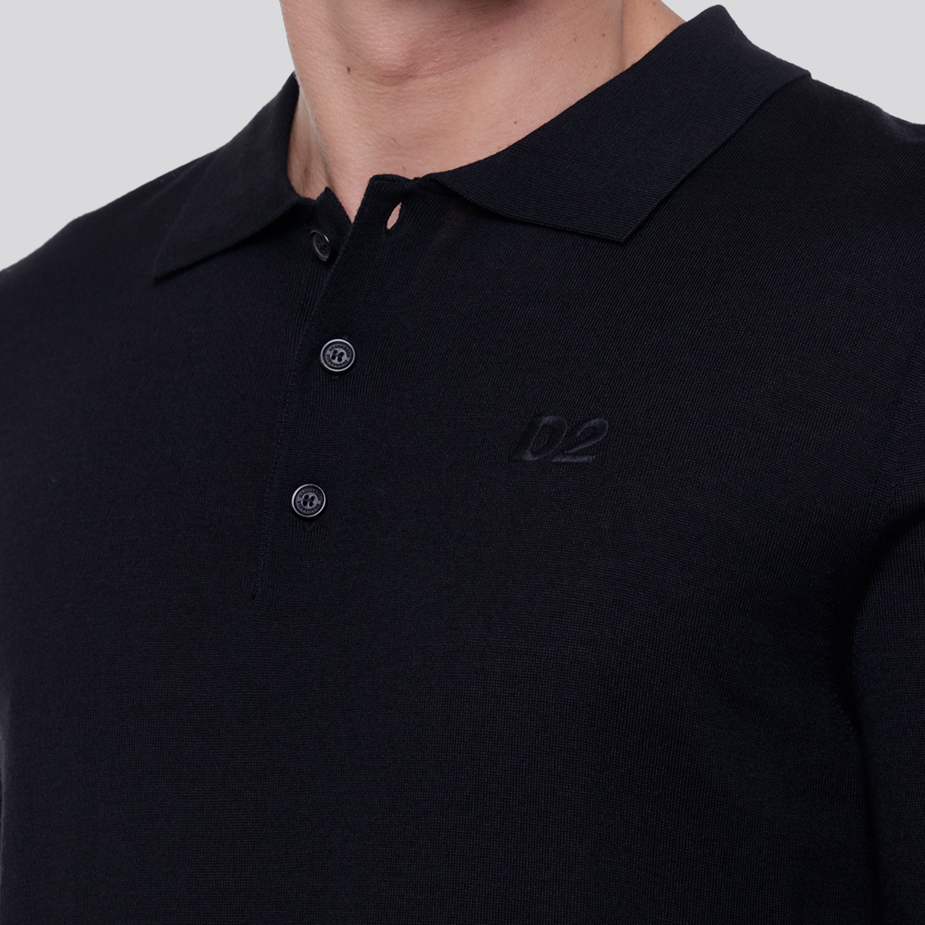 Camiseta Tipo Polo Negra Dsquared2 Embroidered
