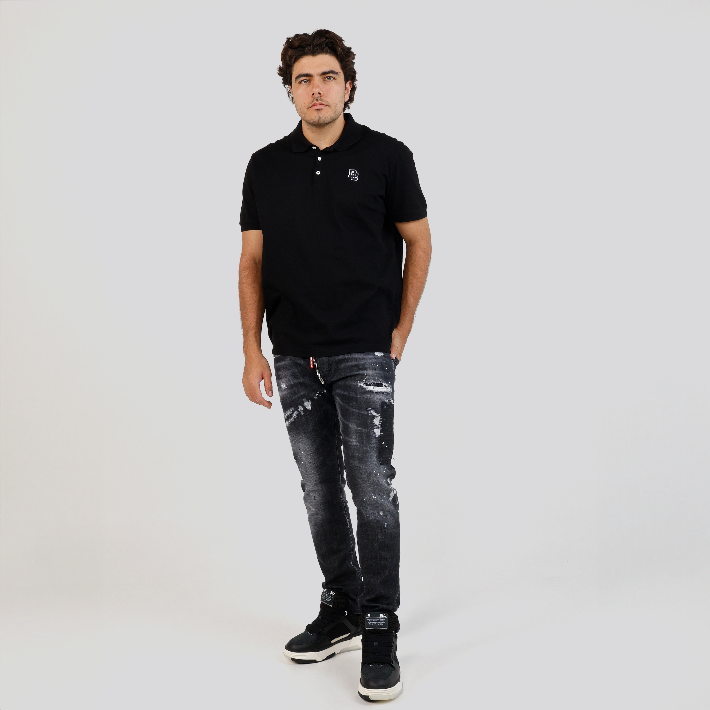 Camiseta Tipo Polo Negra Dsquared2 D2 Patch