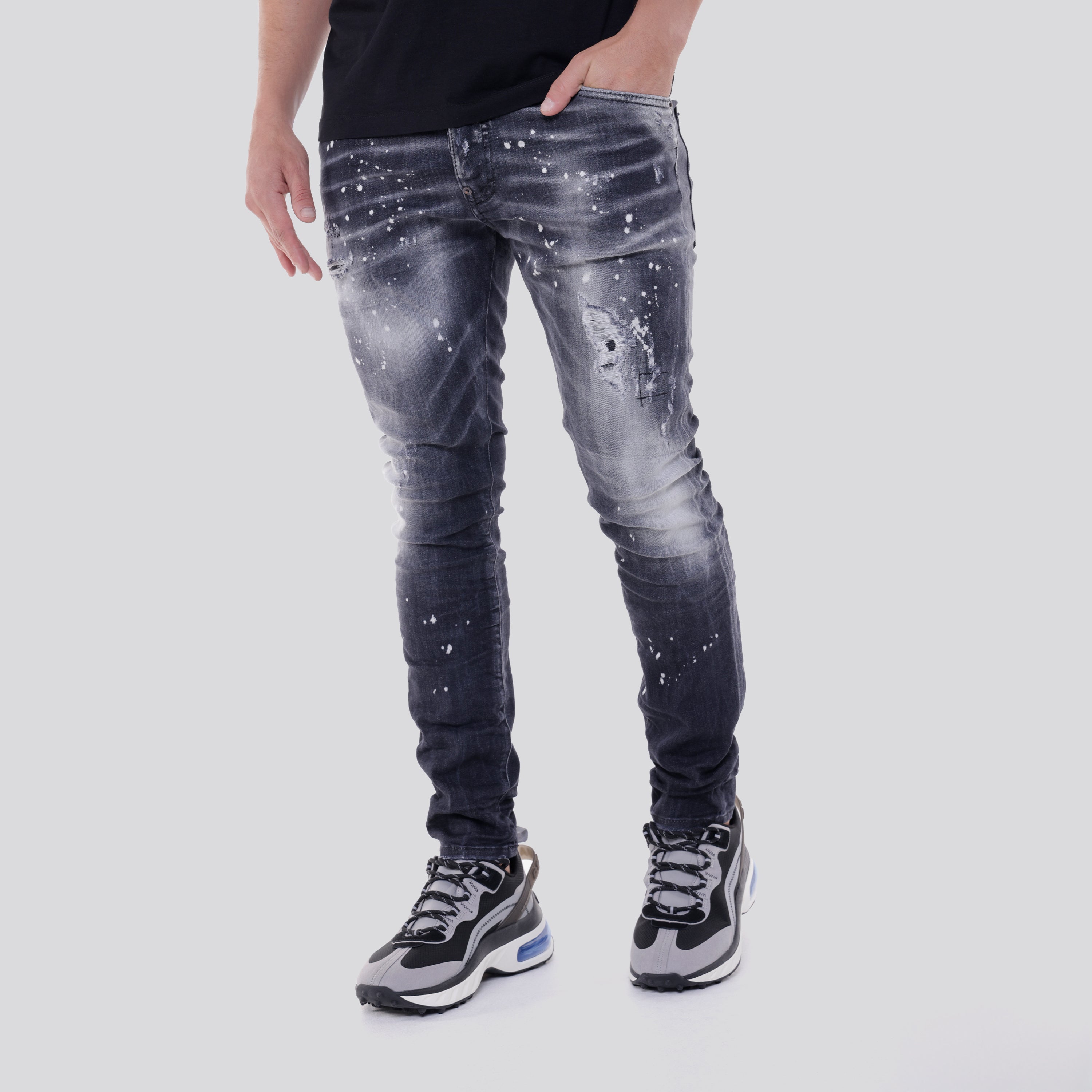 Jeans Negro Dsquared2 Skater Silver Patch