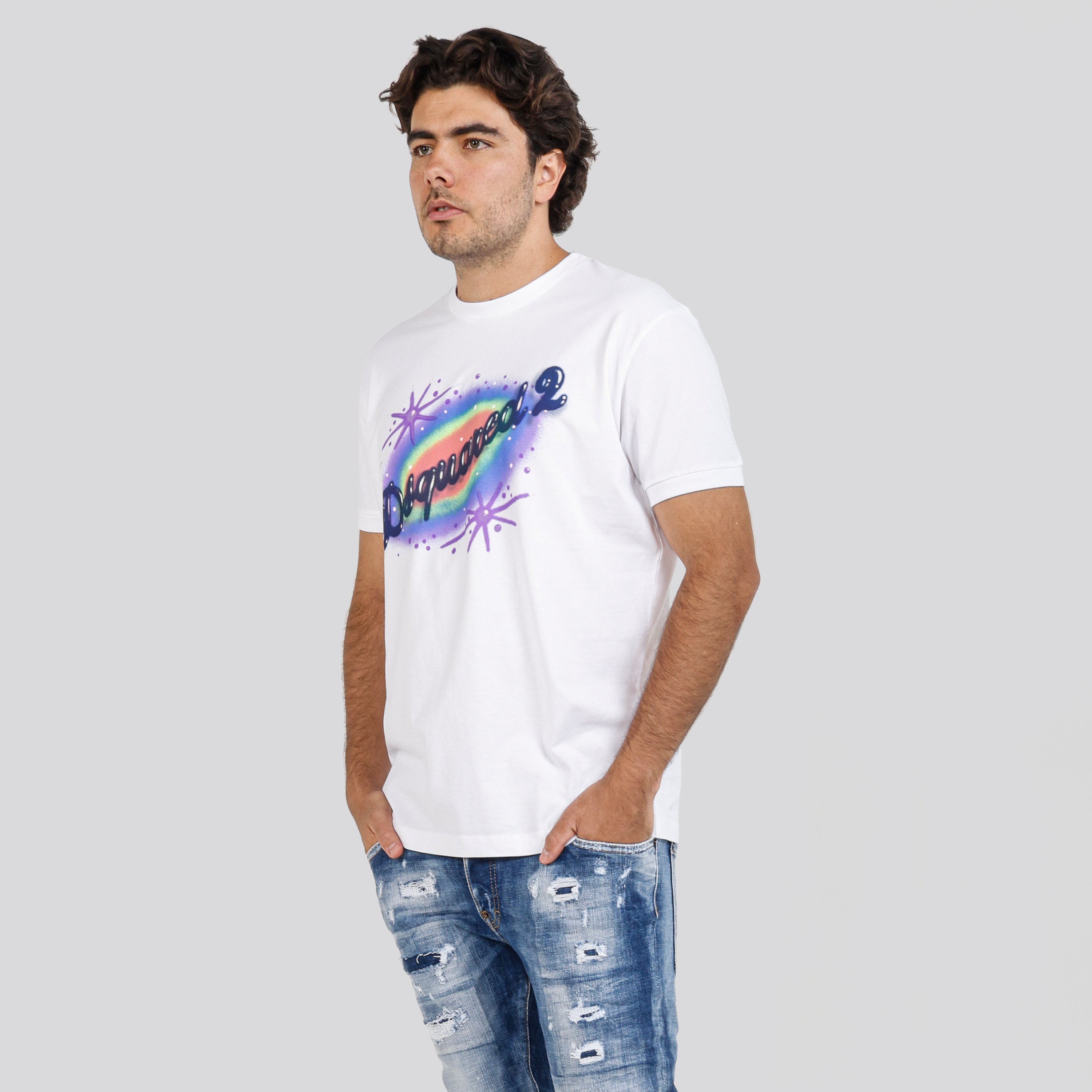 Camiseta Blanca Dsquared2 Multicolor Logo