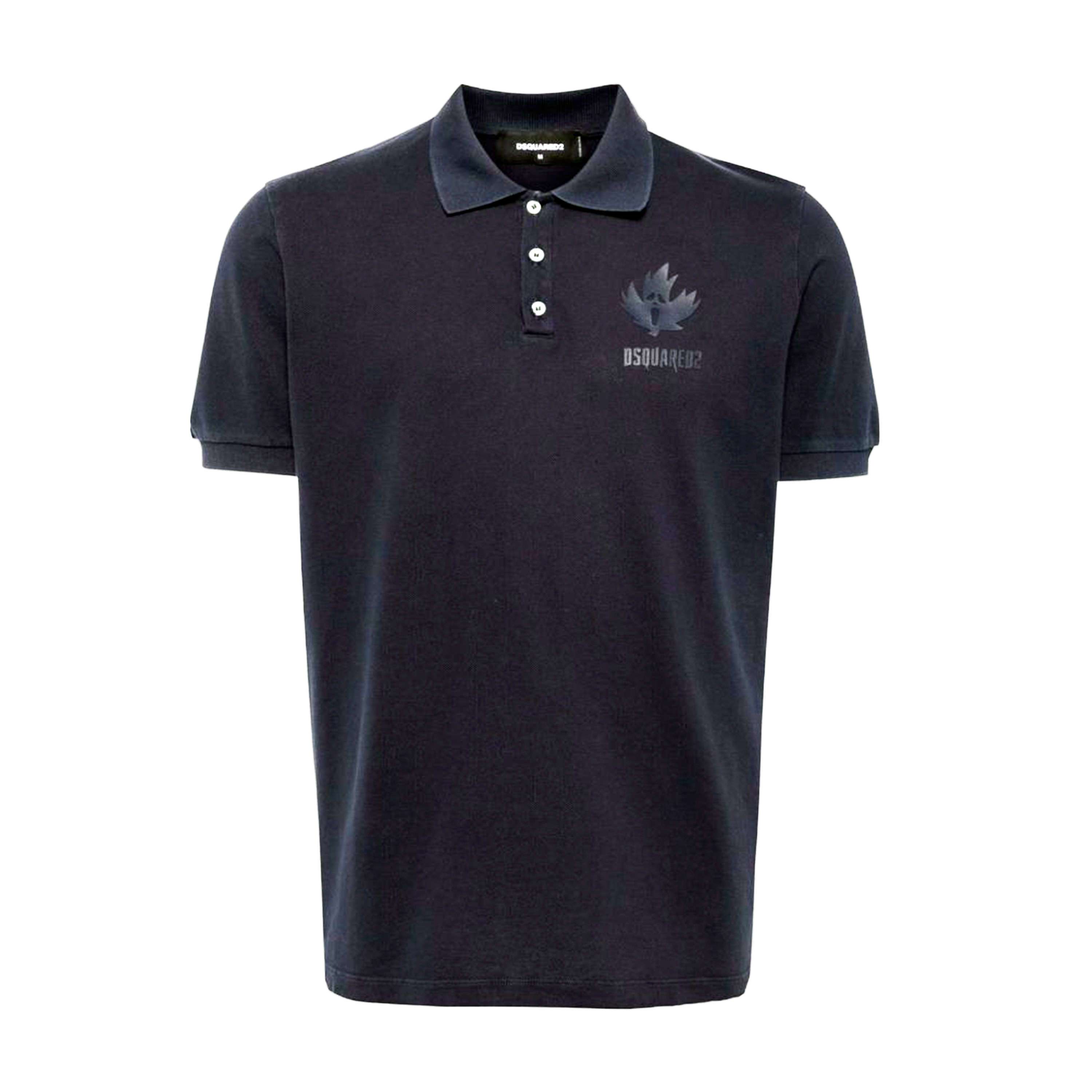 Camiseta Tipo Polo Azul Dsquared2 Leaf Logo