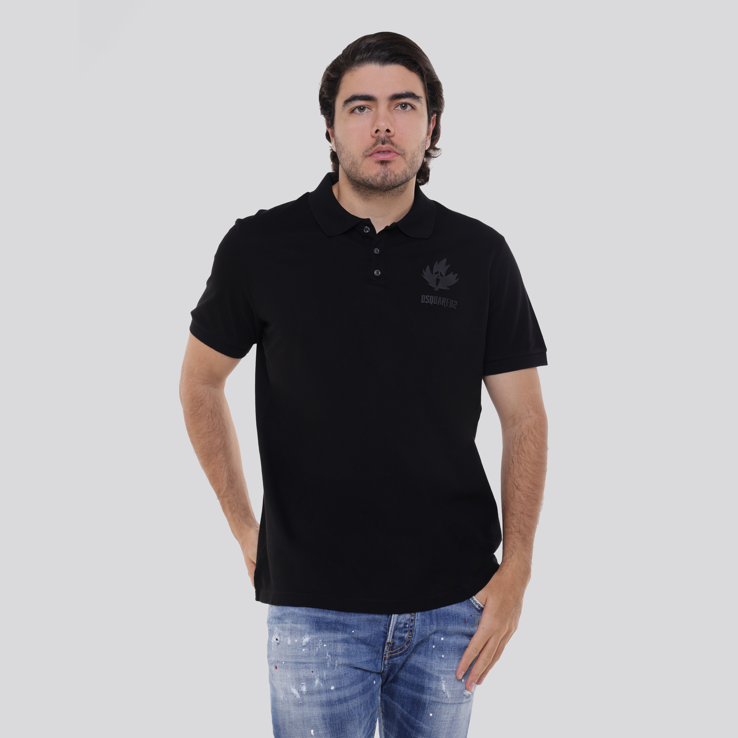 Camiseta Tipo Polo Negro Dsquared2 Icon