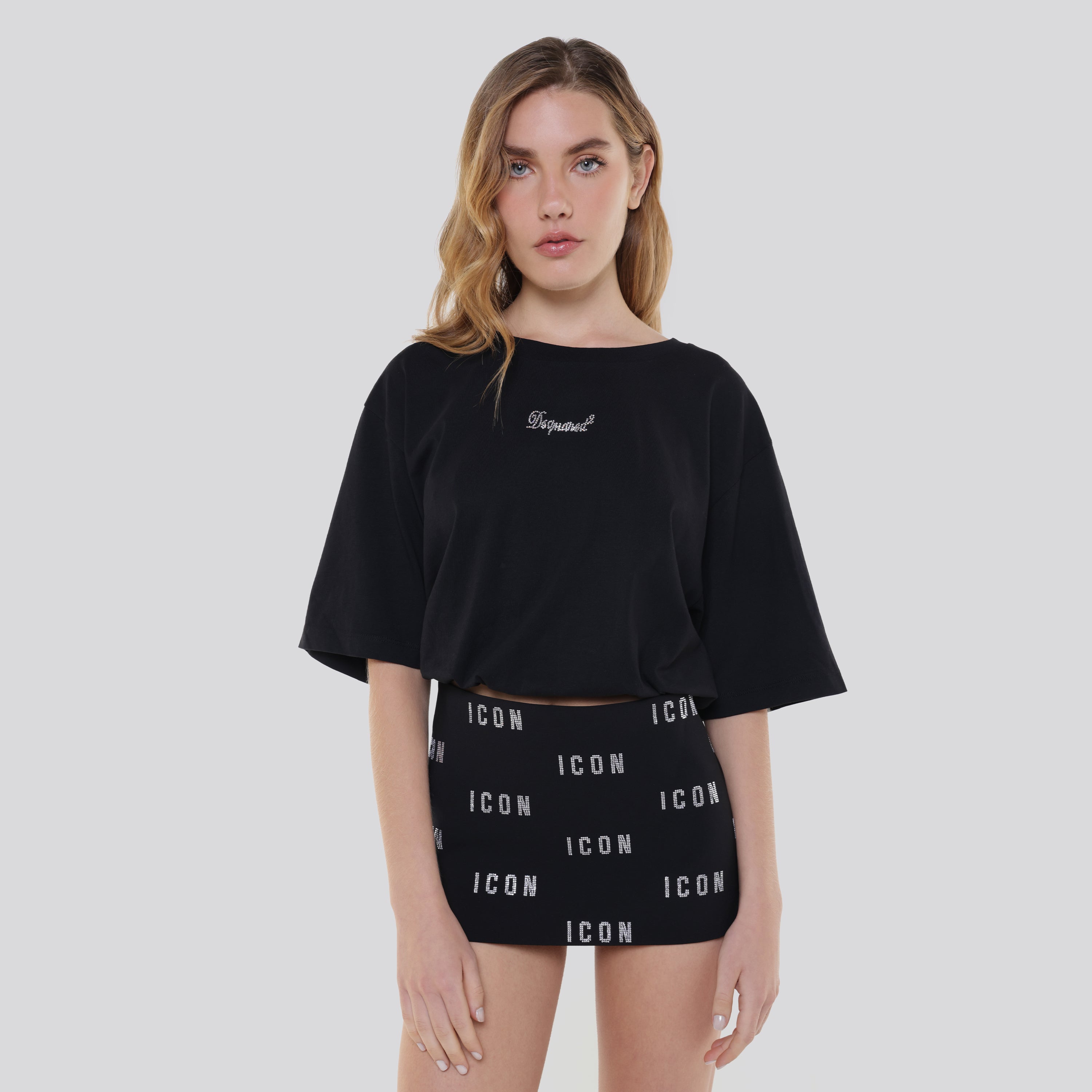 Camiseta Negra Dsquared2 Crystal Strass