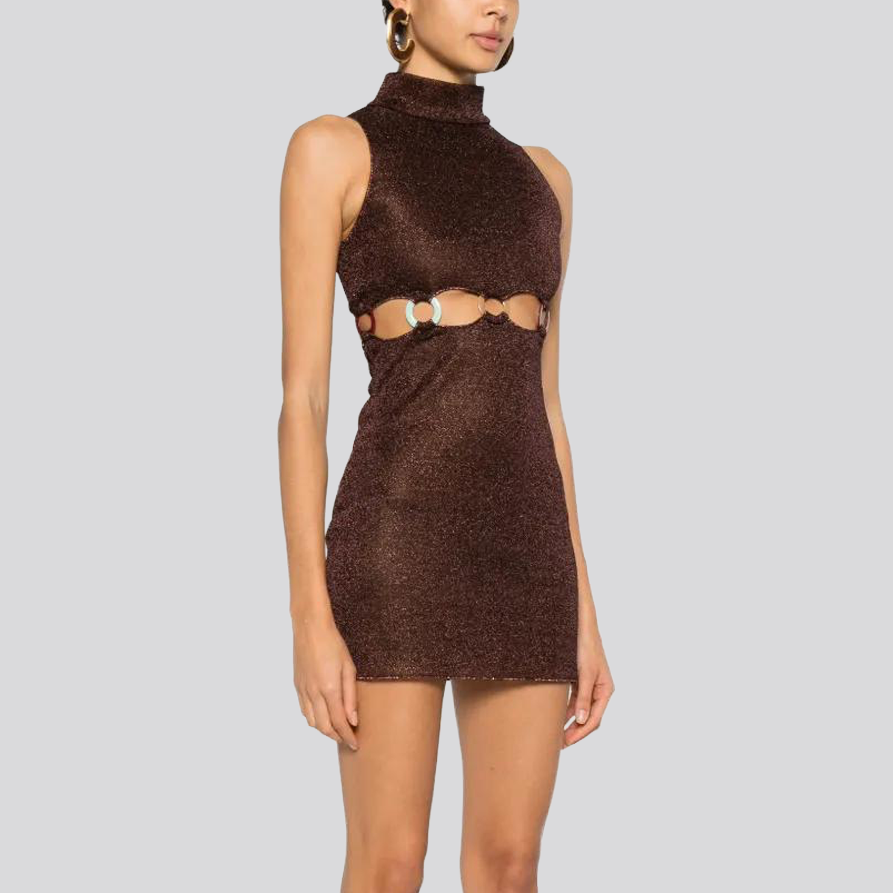 Vestido Chocolate Oséree Lumiere Multi Ring 70s
