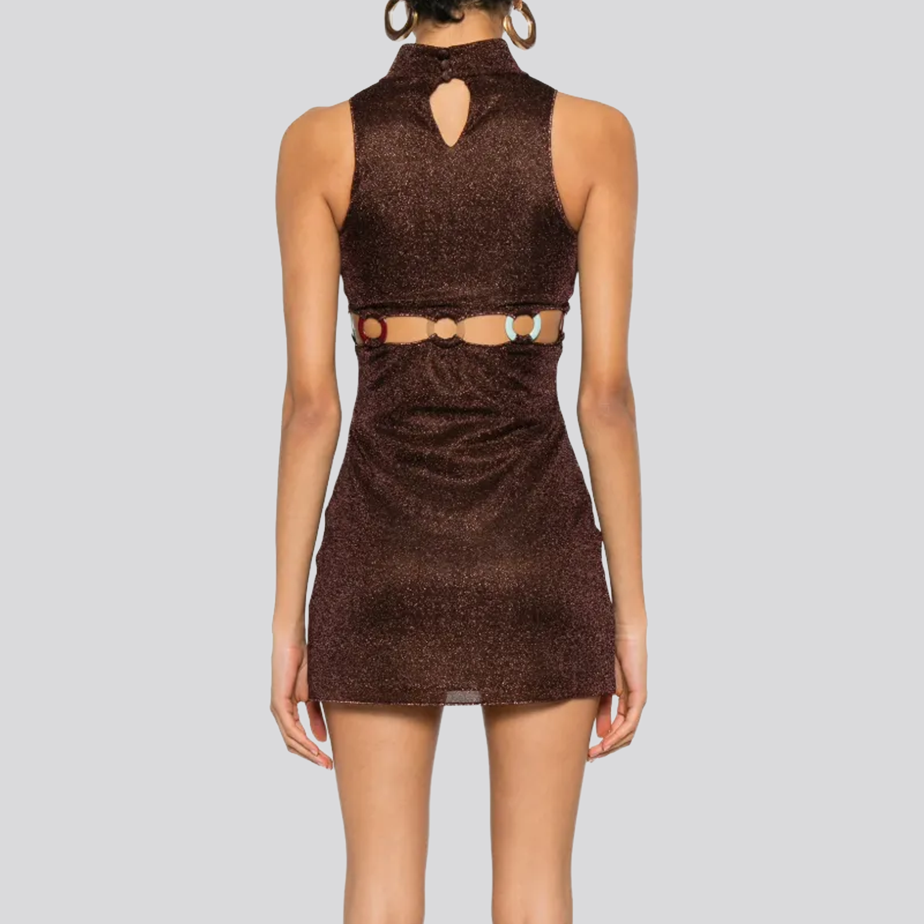 Vestido Chocolate Oséree Lumiere Multi Ring 70s