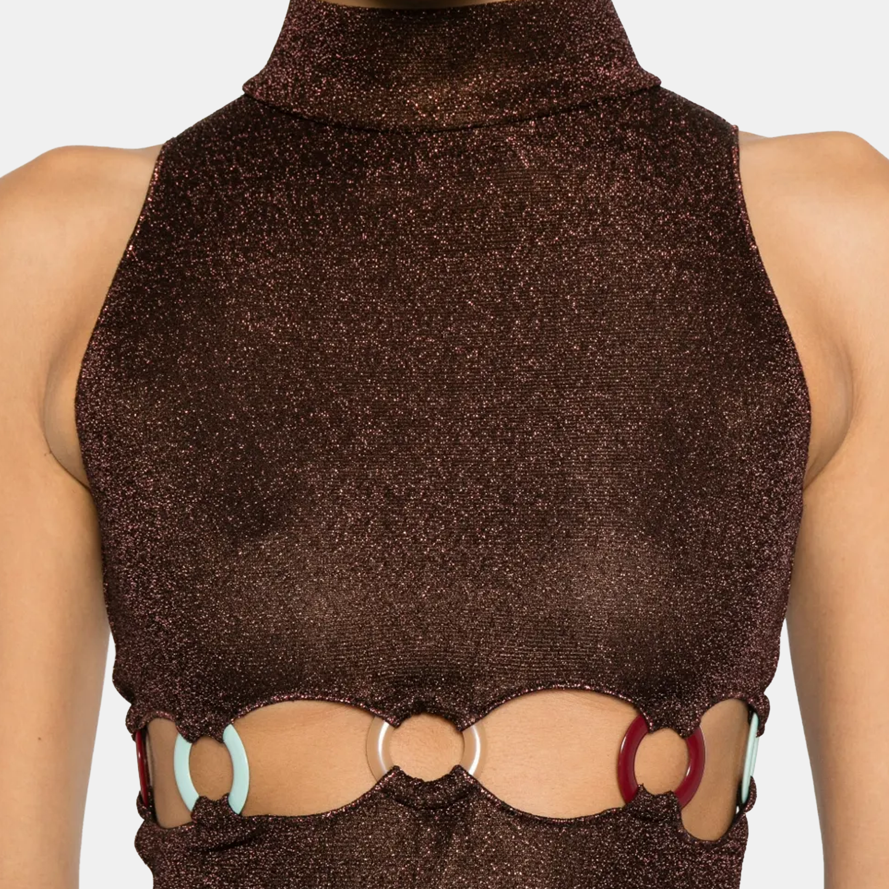Vestido Chocolate Oséree Lumiere Multi Ring 70s