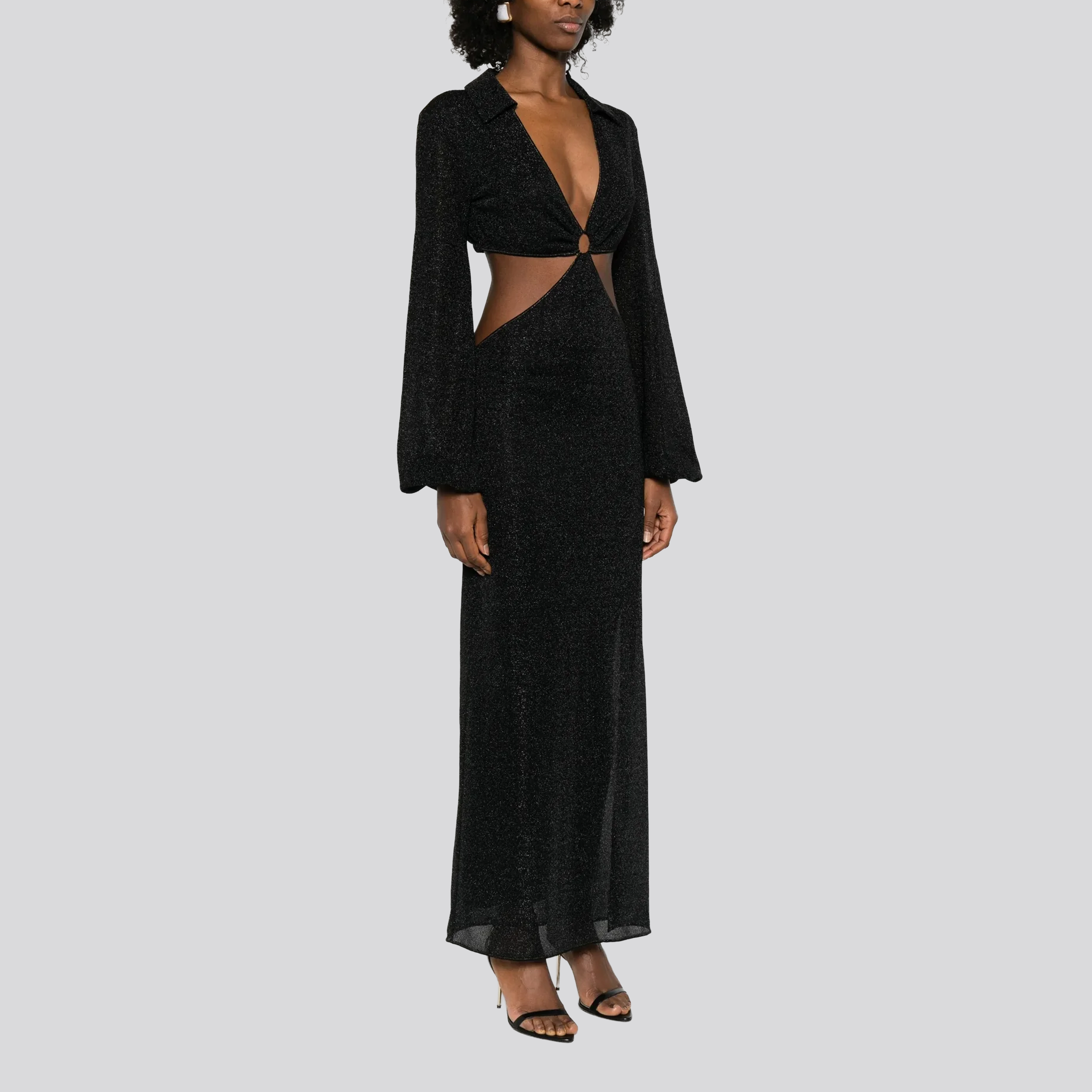 Vestido Negro Oséree Lumiere Cut Out Long