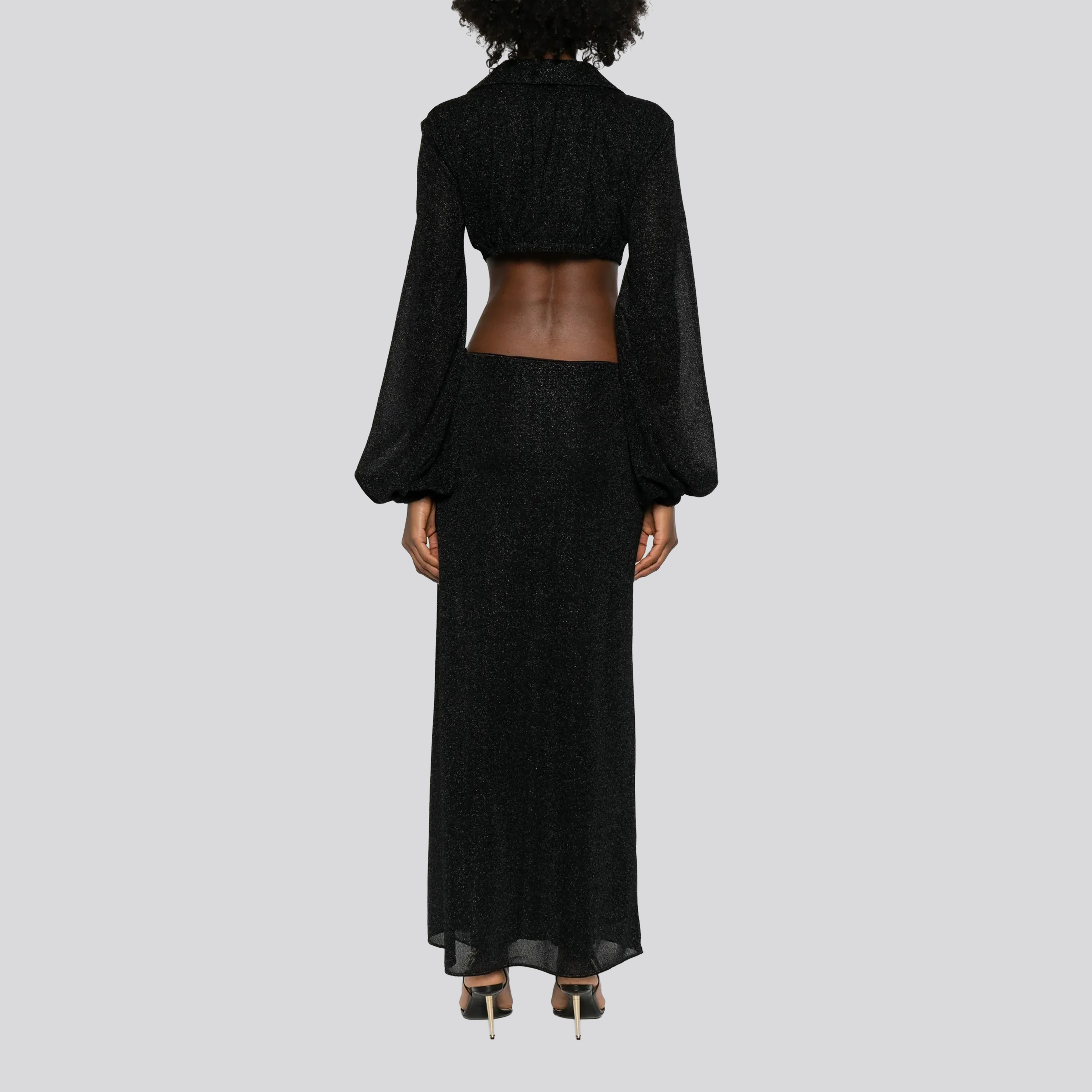 Vestido Negro Oséree Lumiere Cut Out Long