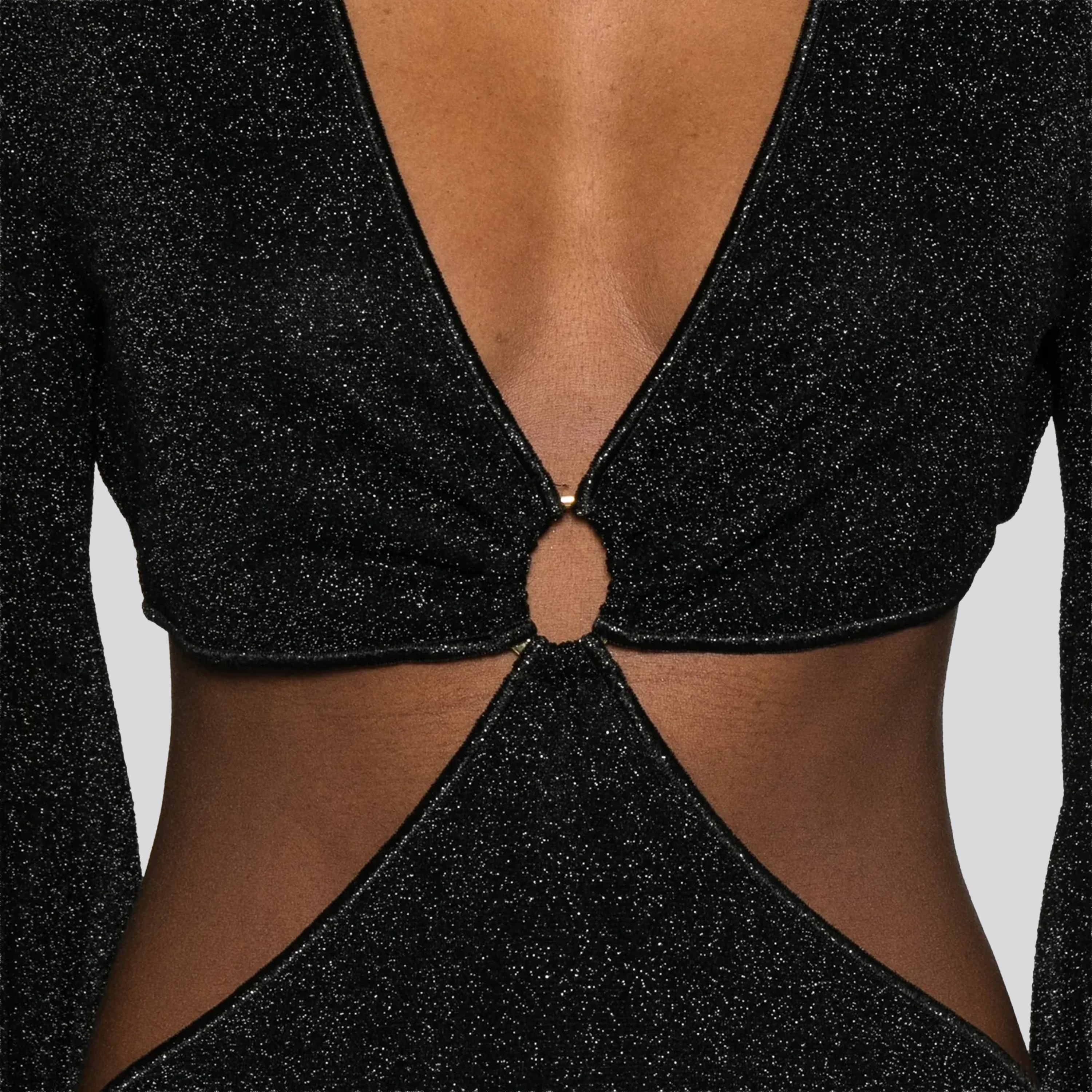 Vestido Negro Oséree Lumiere Cut Out Long