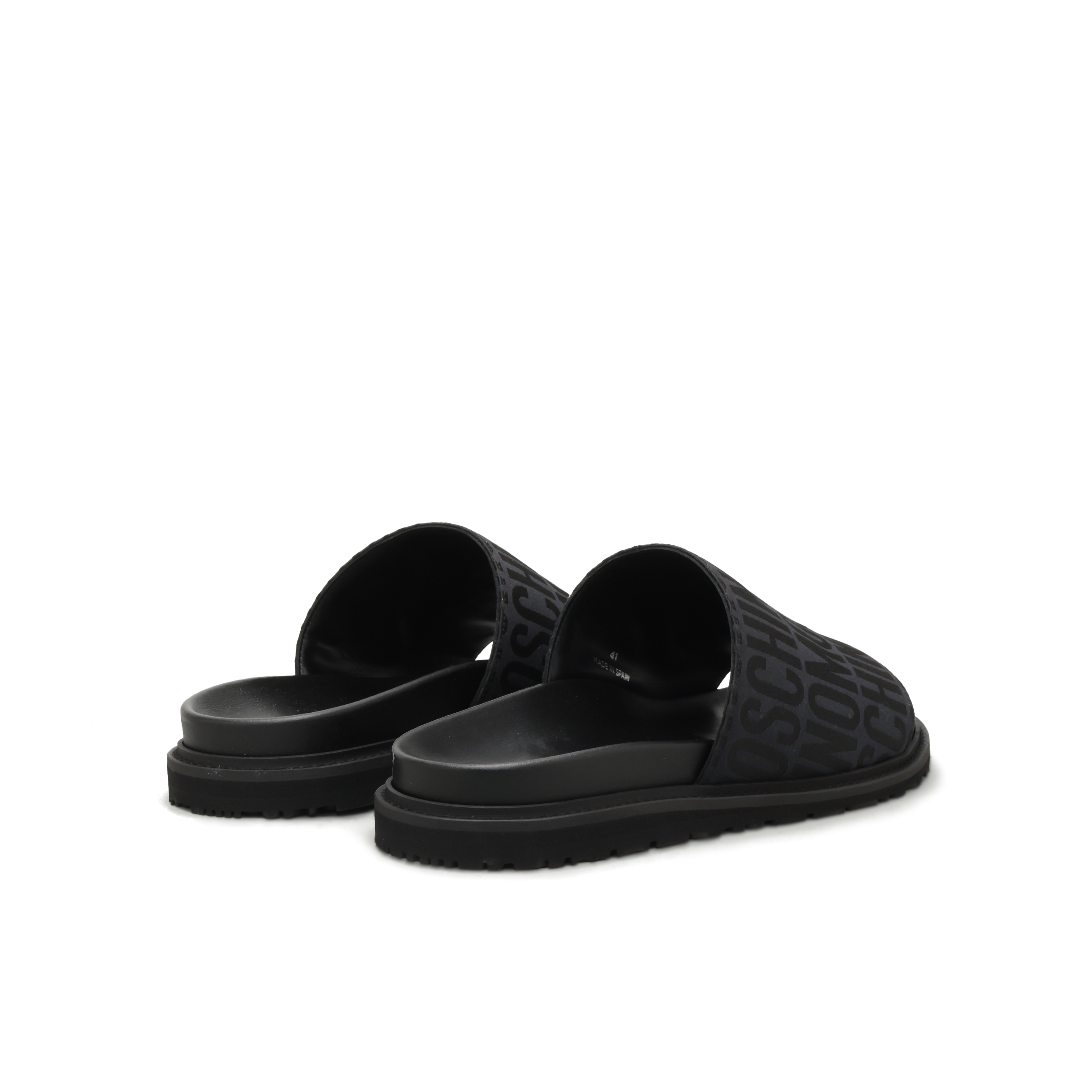 Sandalias Negras Moschino Monogram