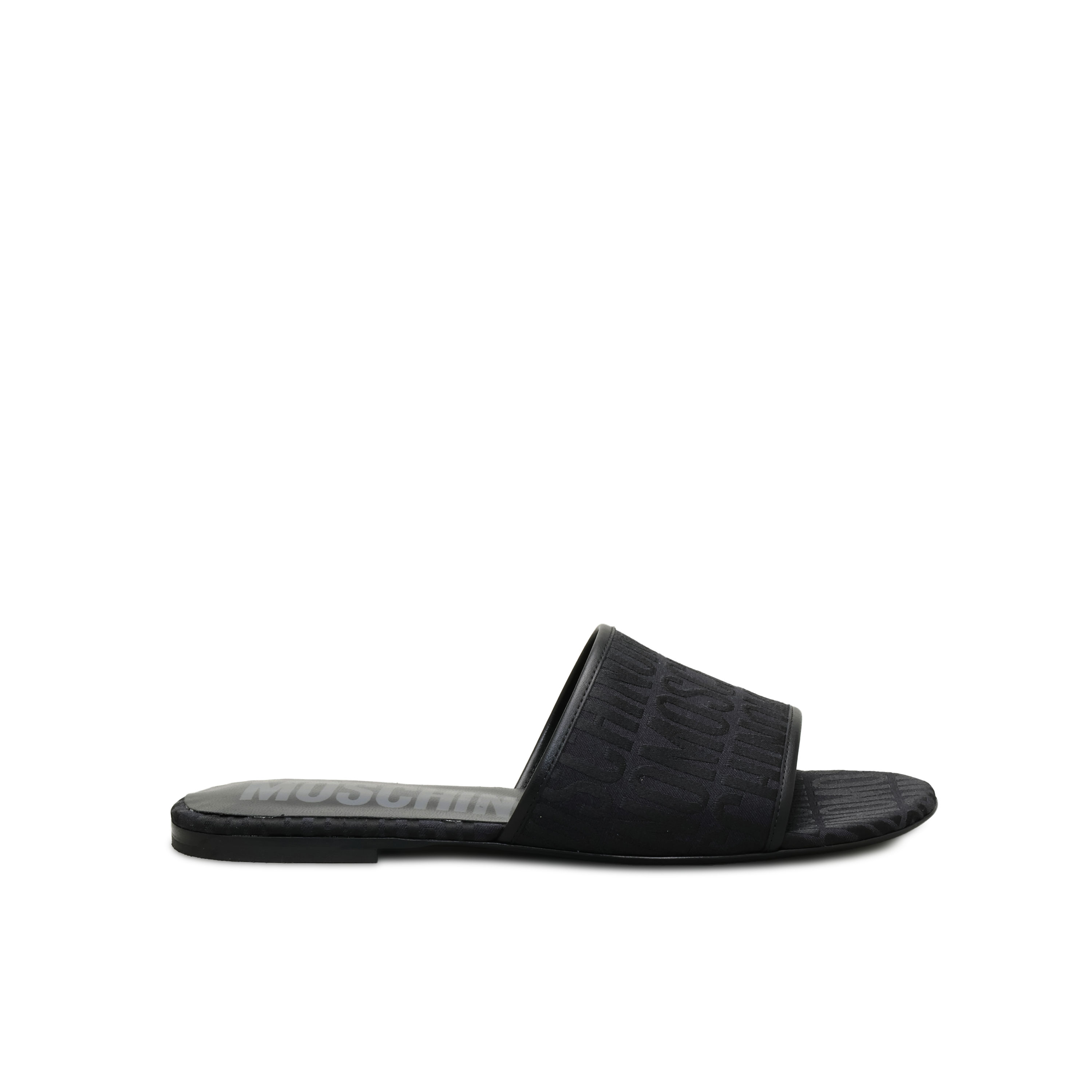 Sandalias Negras Moschino Multilogo Slip