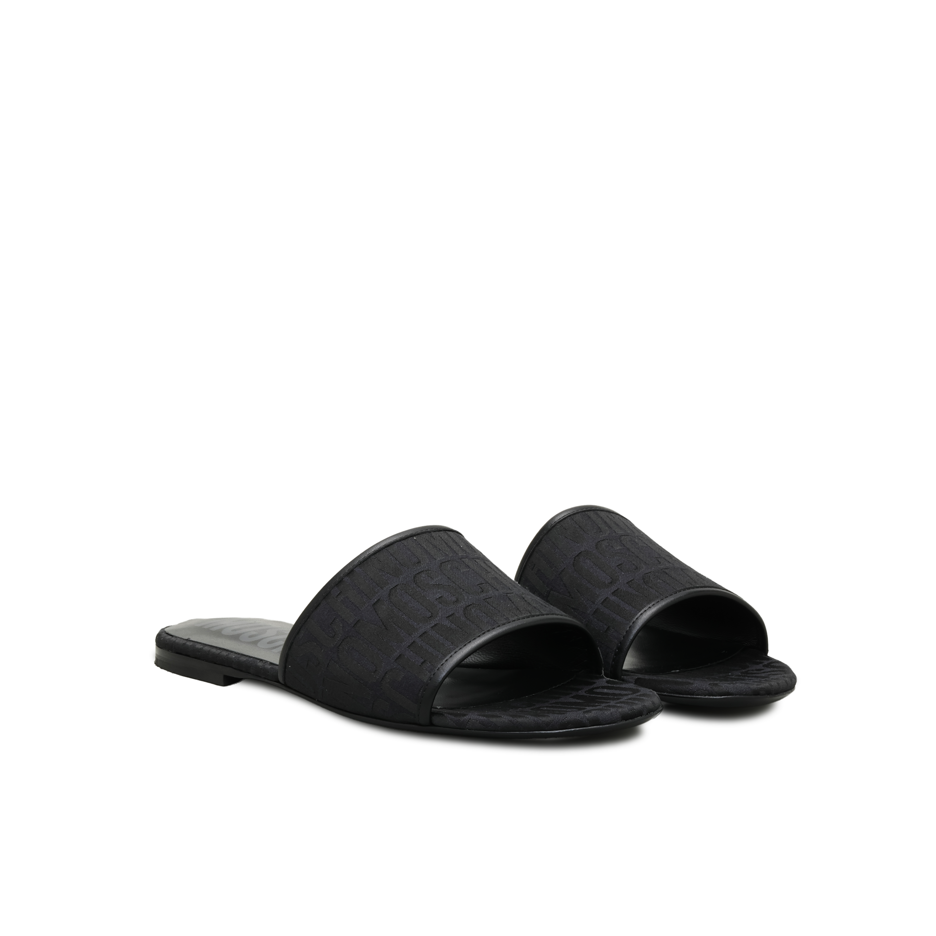 Sandalias Negras Moschino Multilogo Slip
