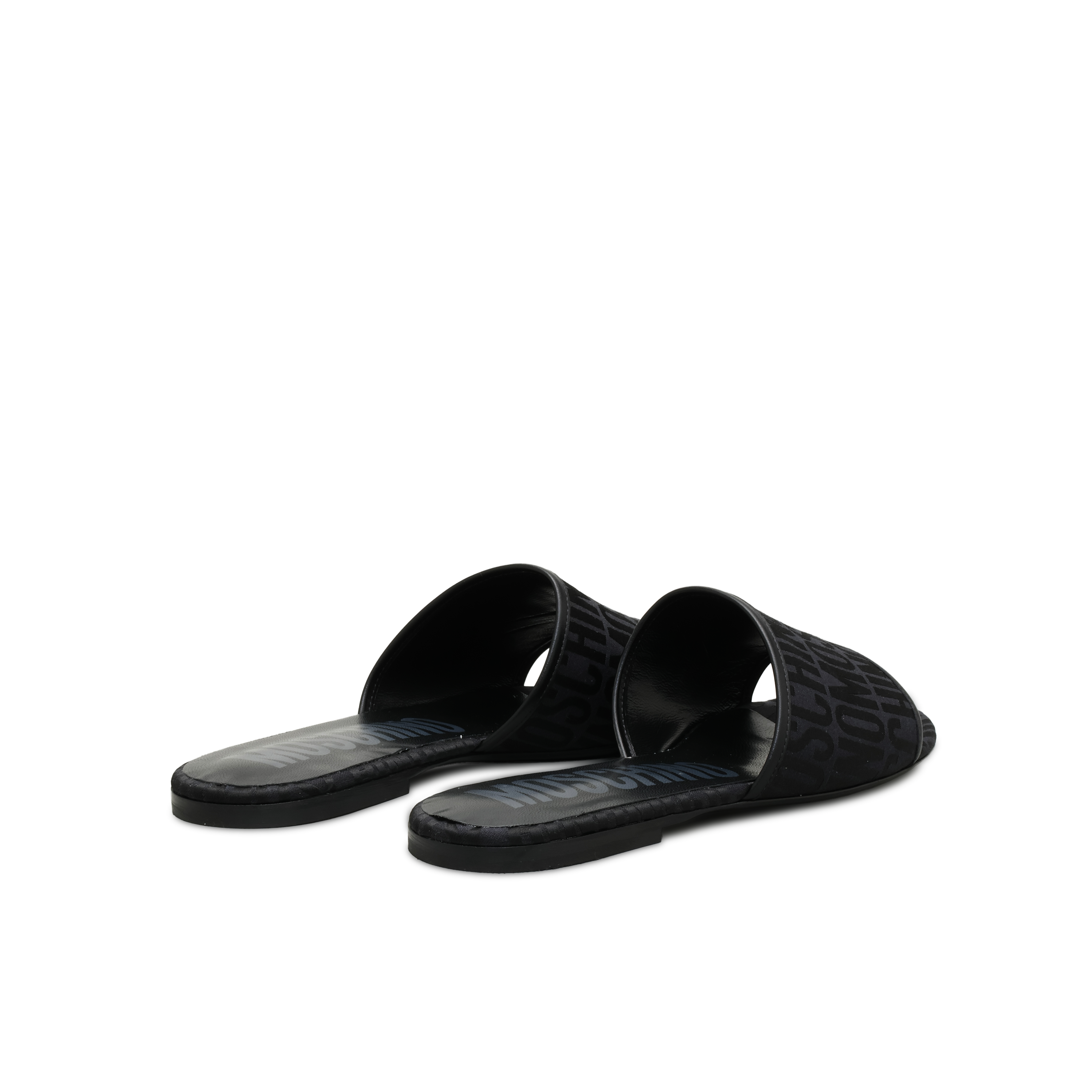 Sandalias Negras Moschino Multilogo Slip