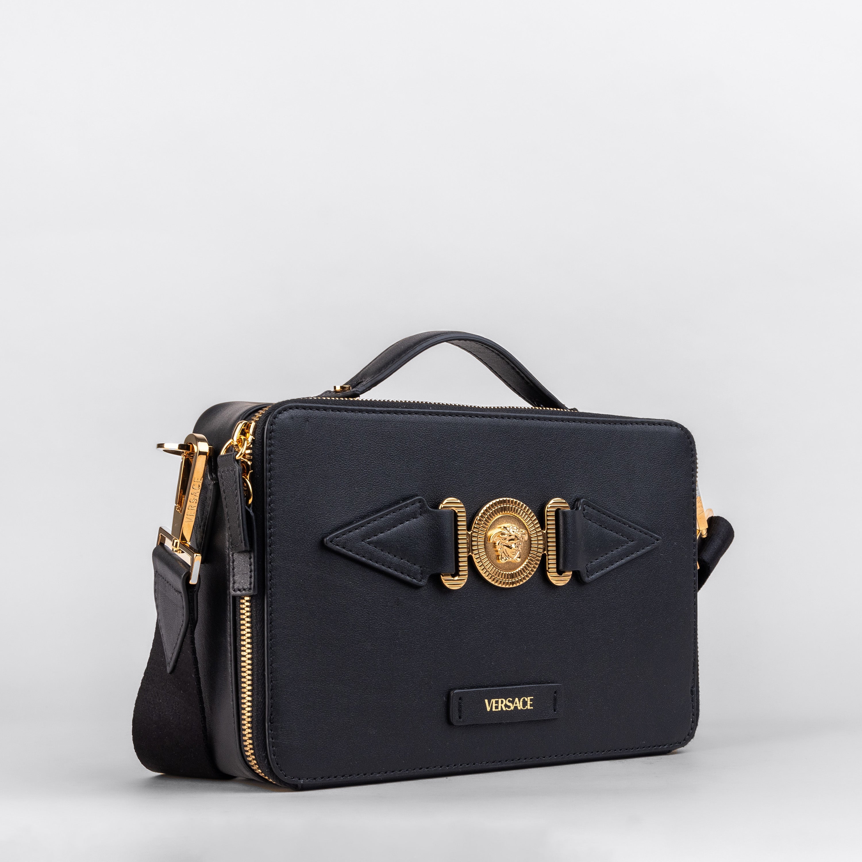 Bolso Negro Versace Medusa Mini Plaque