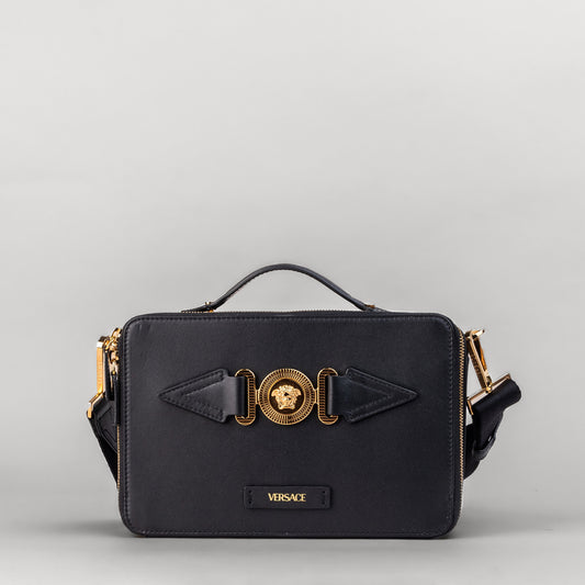 Bolso Negro Versace Medusa Mini Plaque