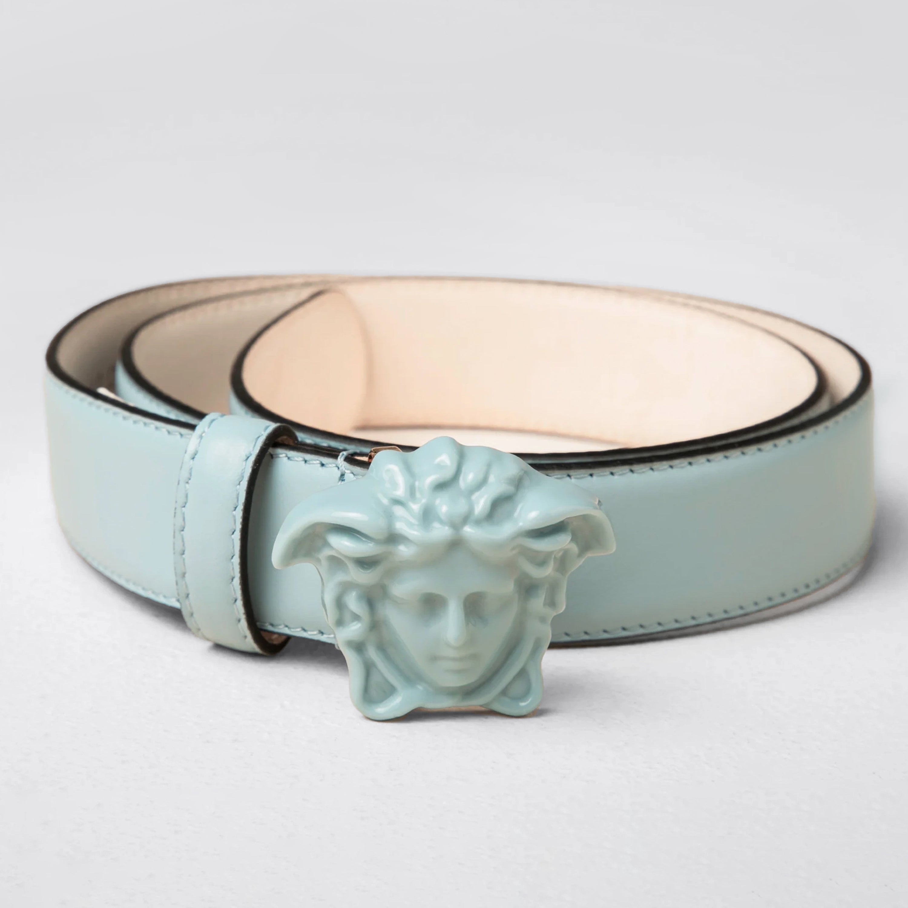 Cinturón Azul Claro Versace Medusa