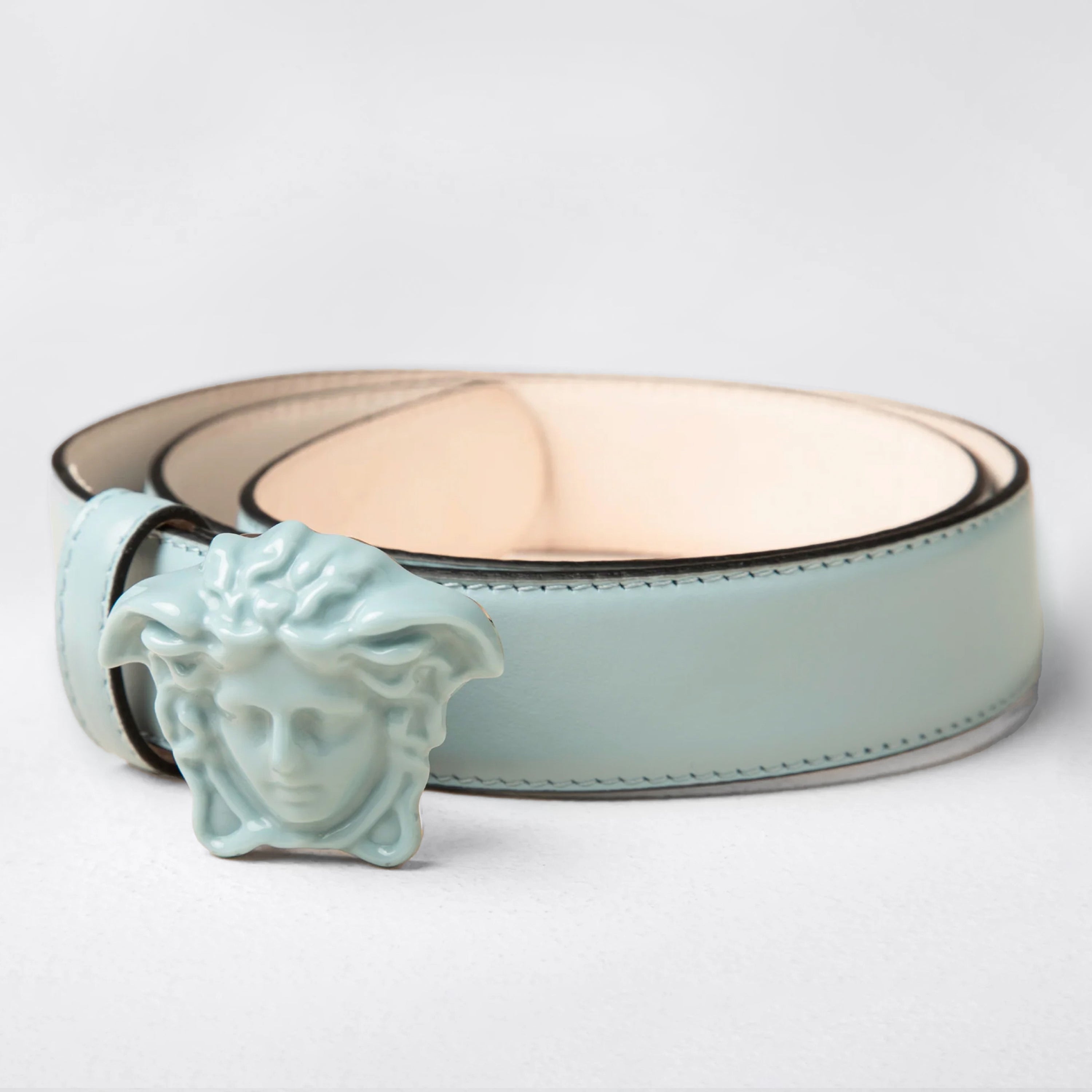 Cinturón Azul Claro Versace Medusa