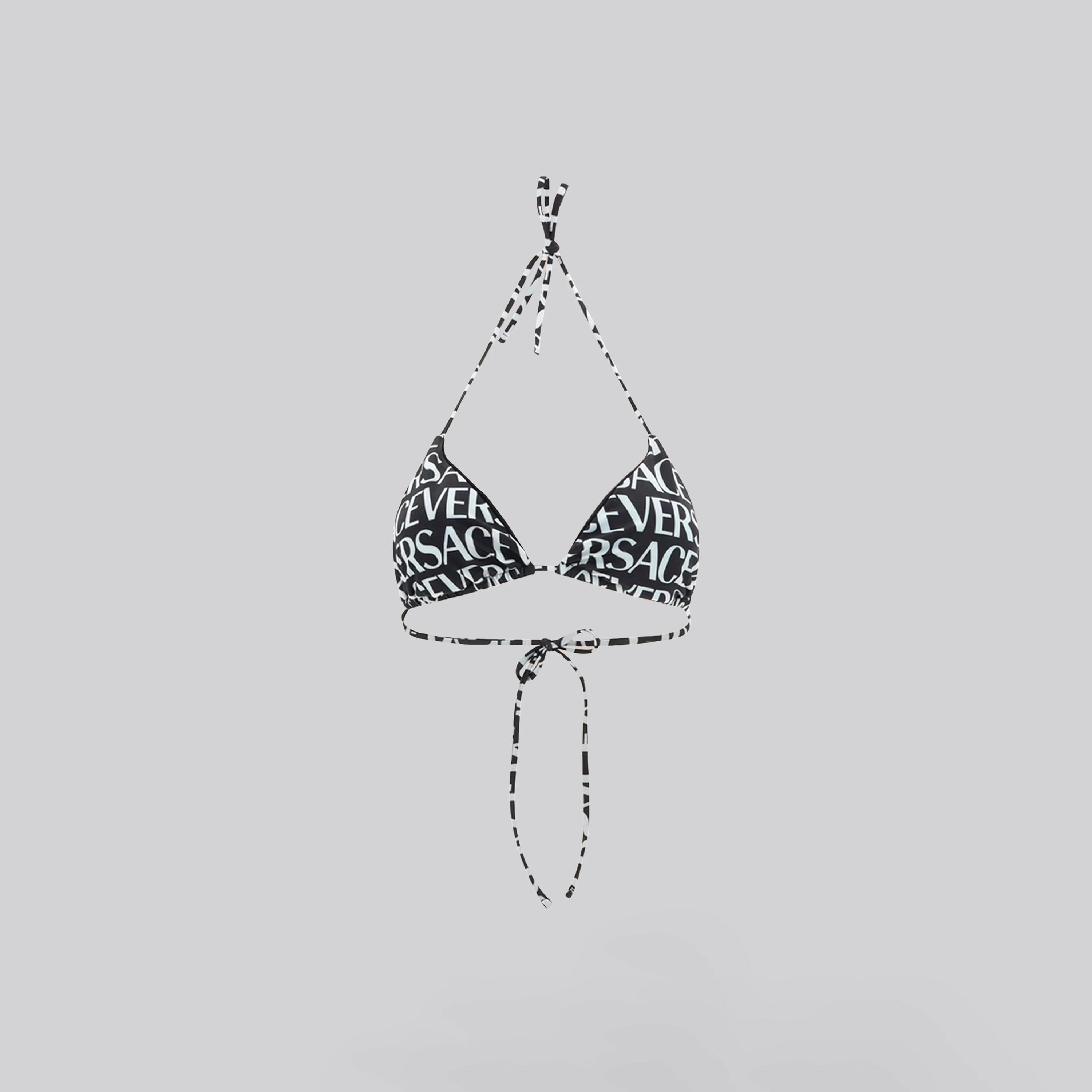 Bikini Top Negro Versace La Greca Signature