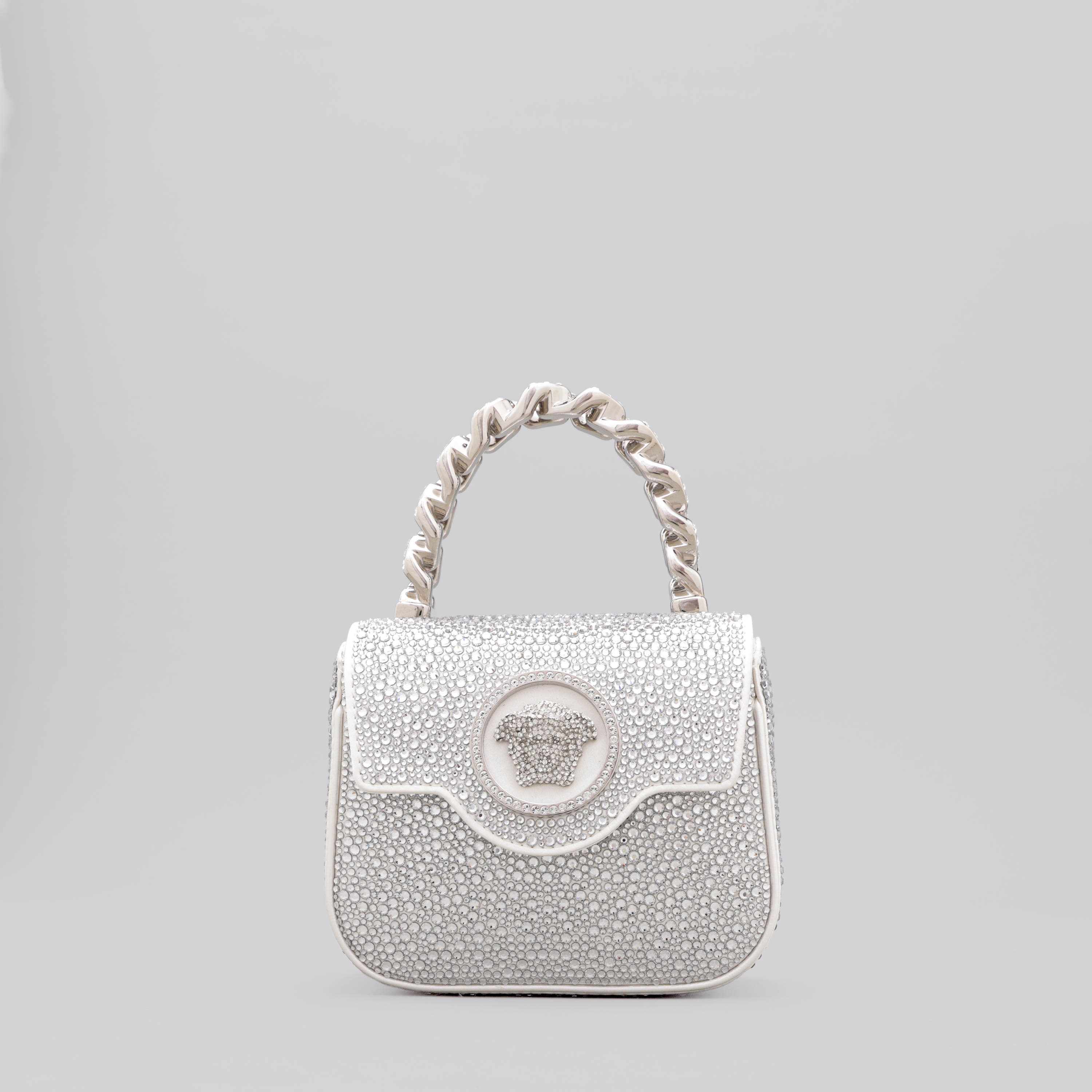 Cartera Blanca Versace La Medusa Crystals