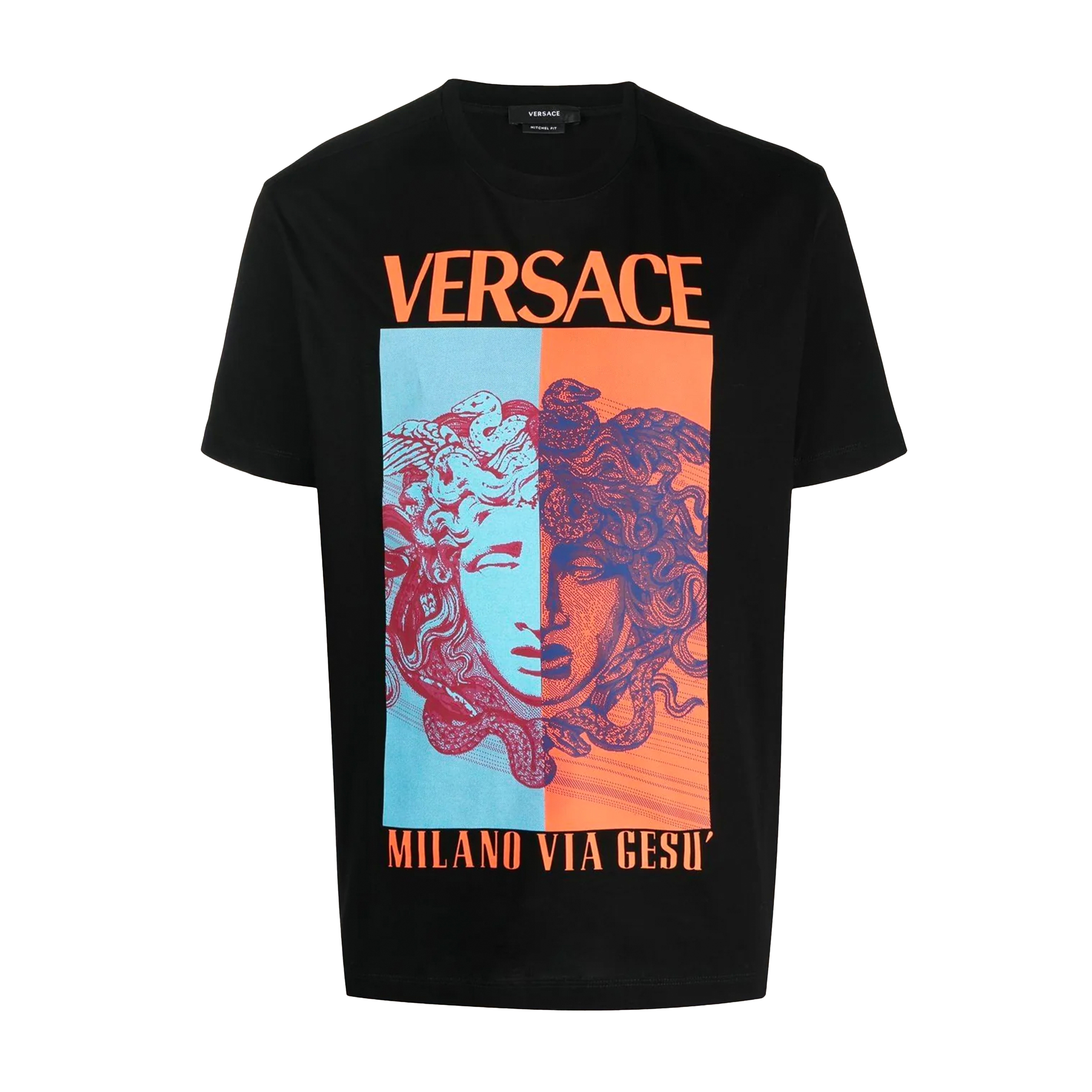 Camiseta Negra Versace Medusa Multicolor