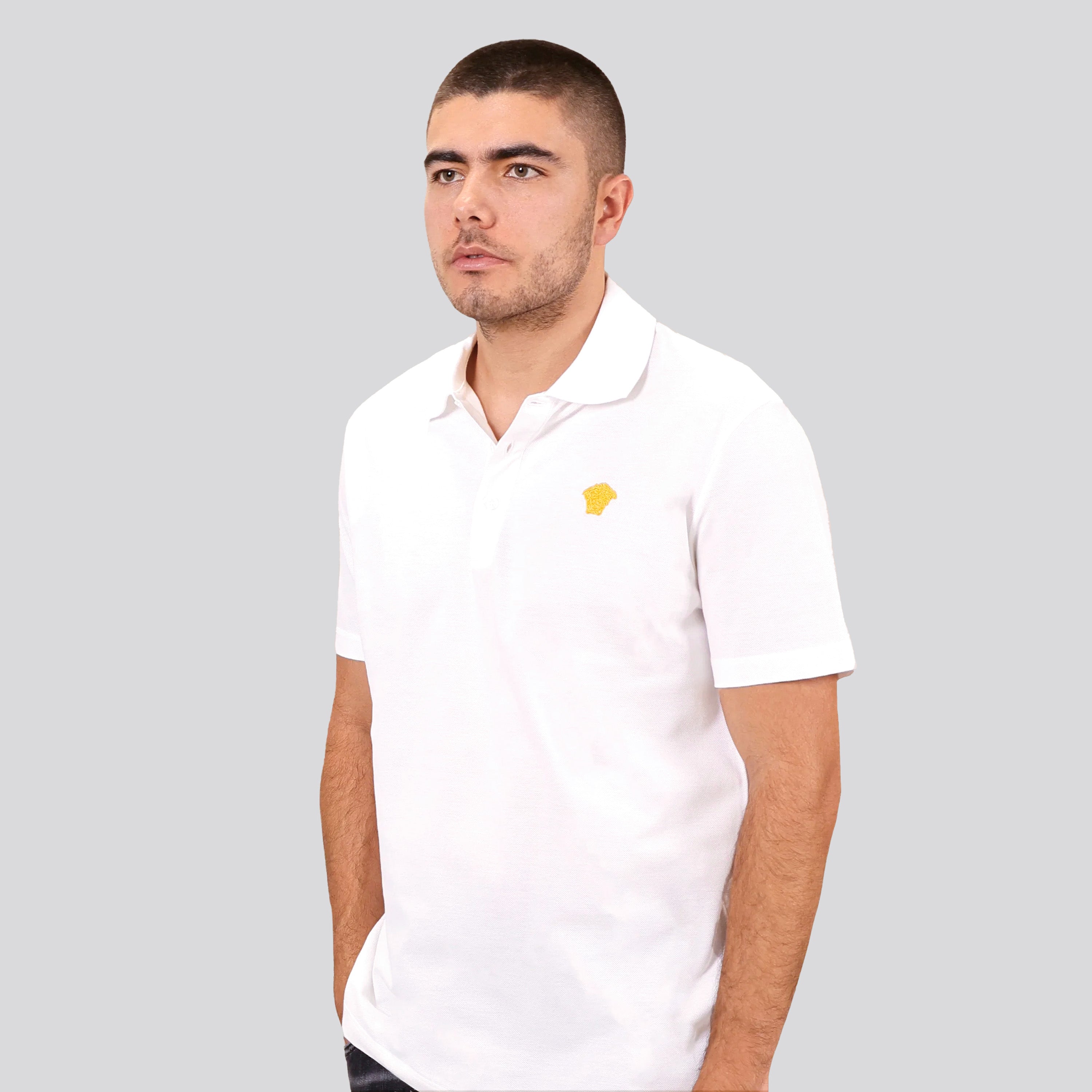 Camiseta Tipo Polo Blanca Versace Medusa