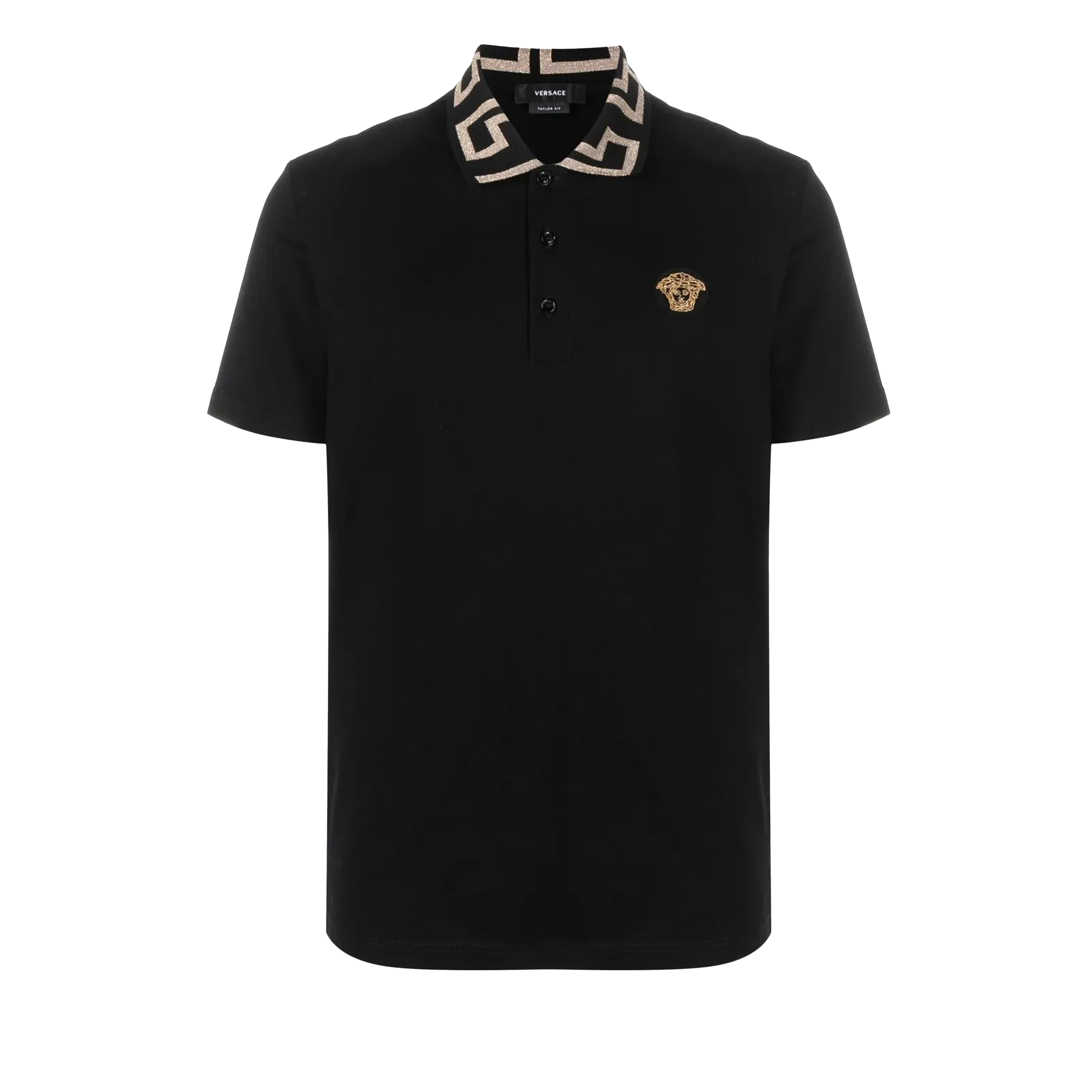 Camiseta Tipo Polo Negra Versace Greca
