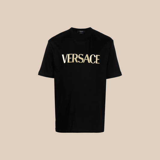 Camiseta Negra Versace Gold Logo