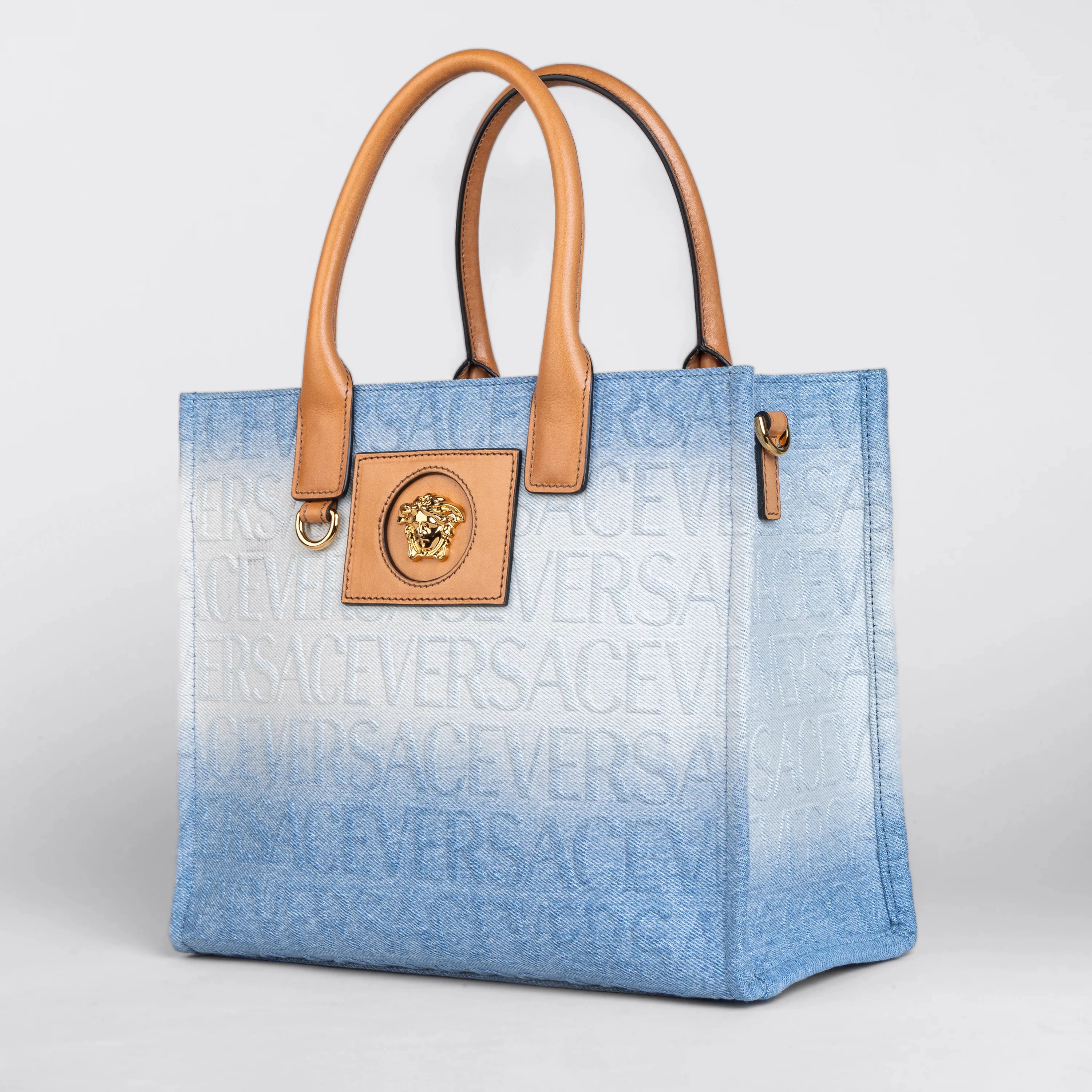 Cartera Azul Versace Mediano Monogram La Medusa Tote