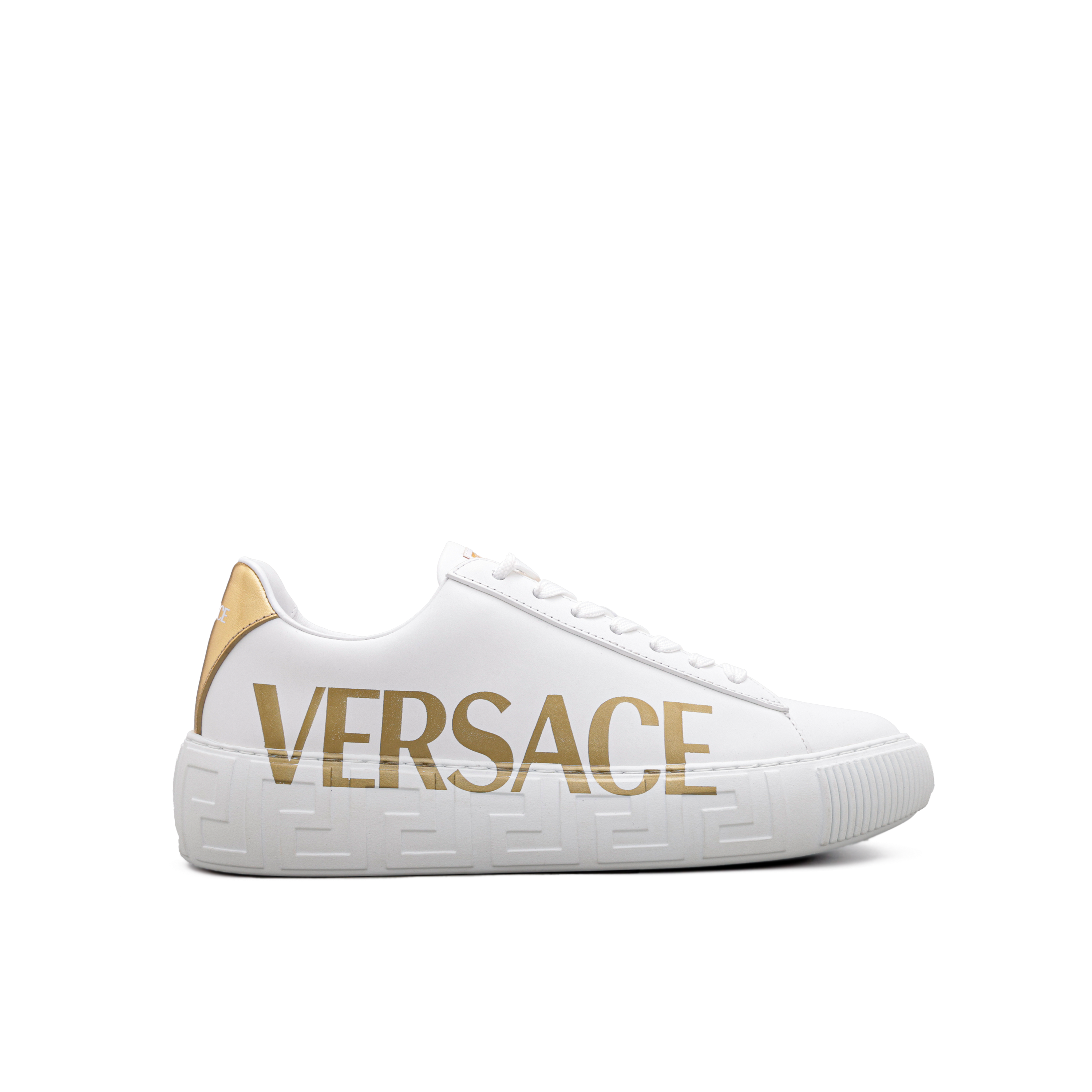 Sneakers Blanco Versace Gold Logo La Greca