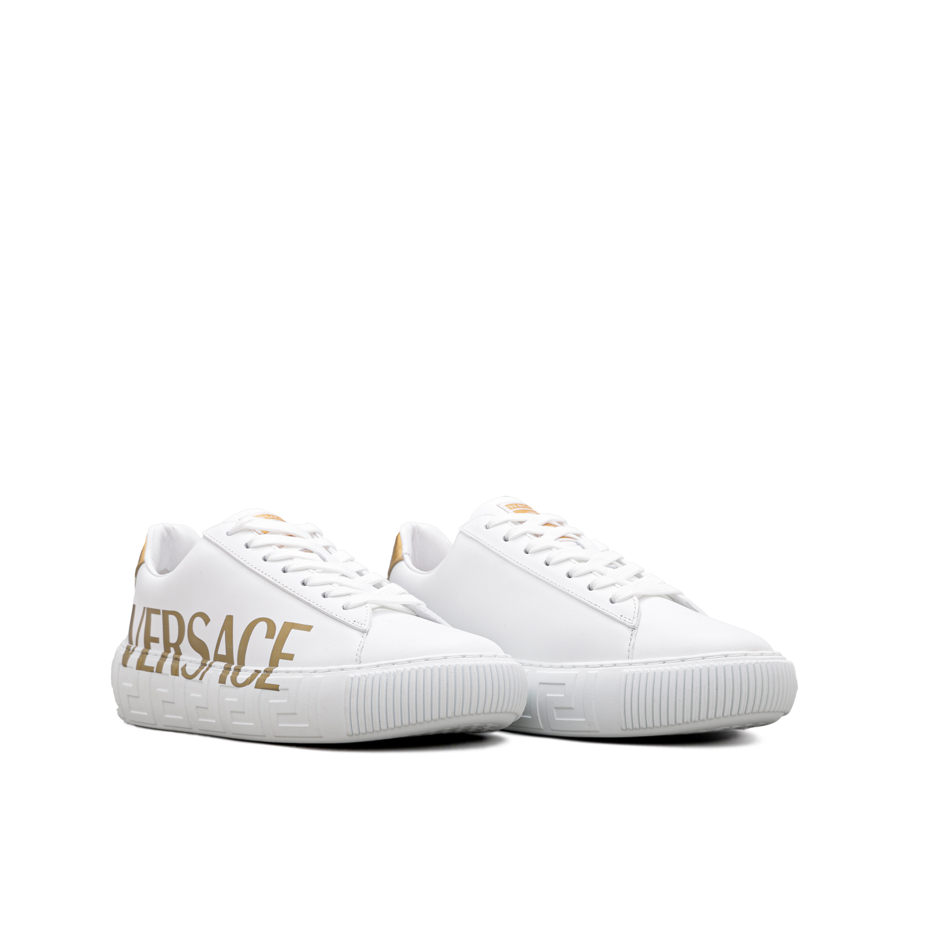 Sneakers Blanco Versace Gold Logo La Greca