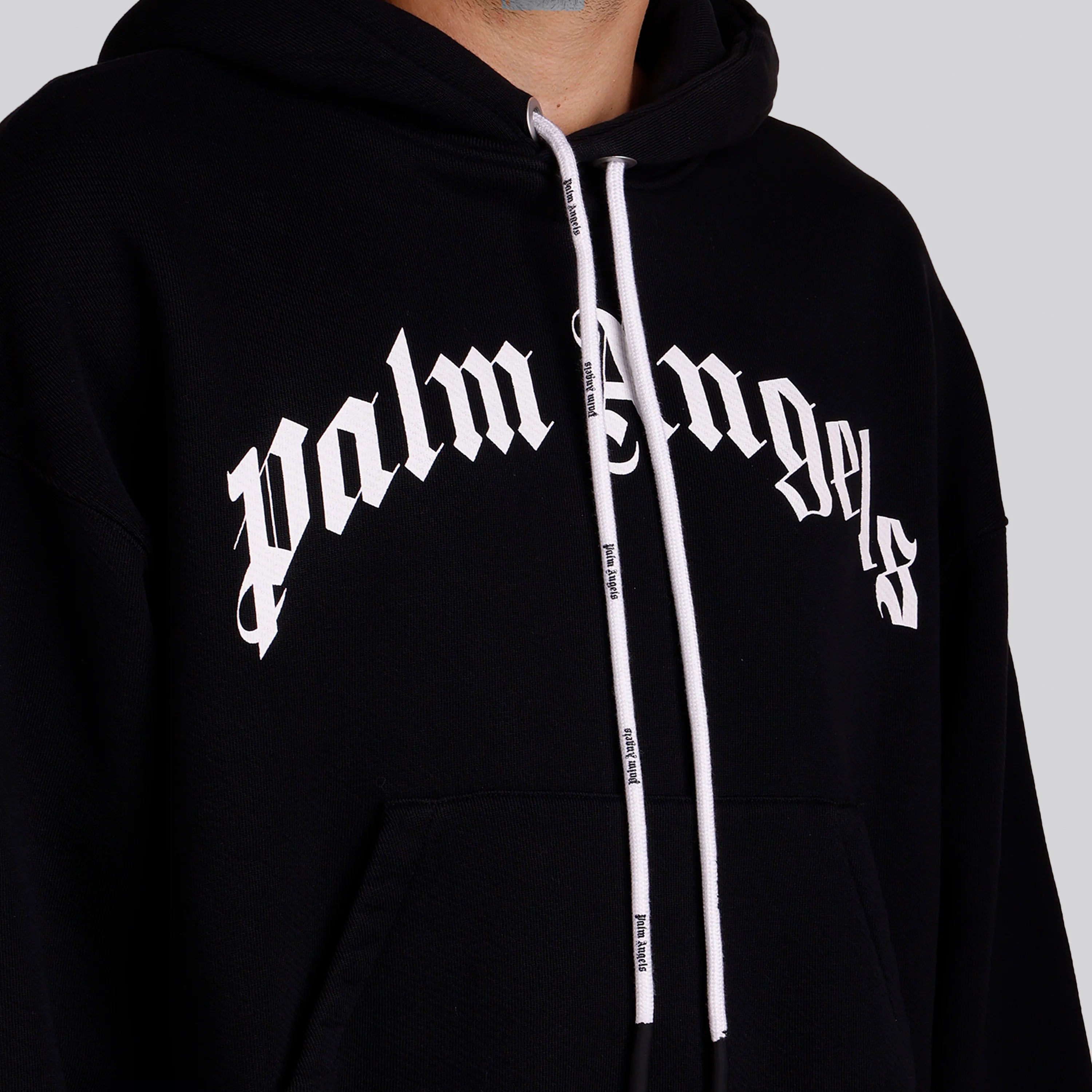Buzo Tipo Hoodie Negro Curved Logo