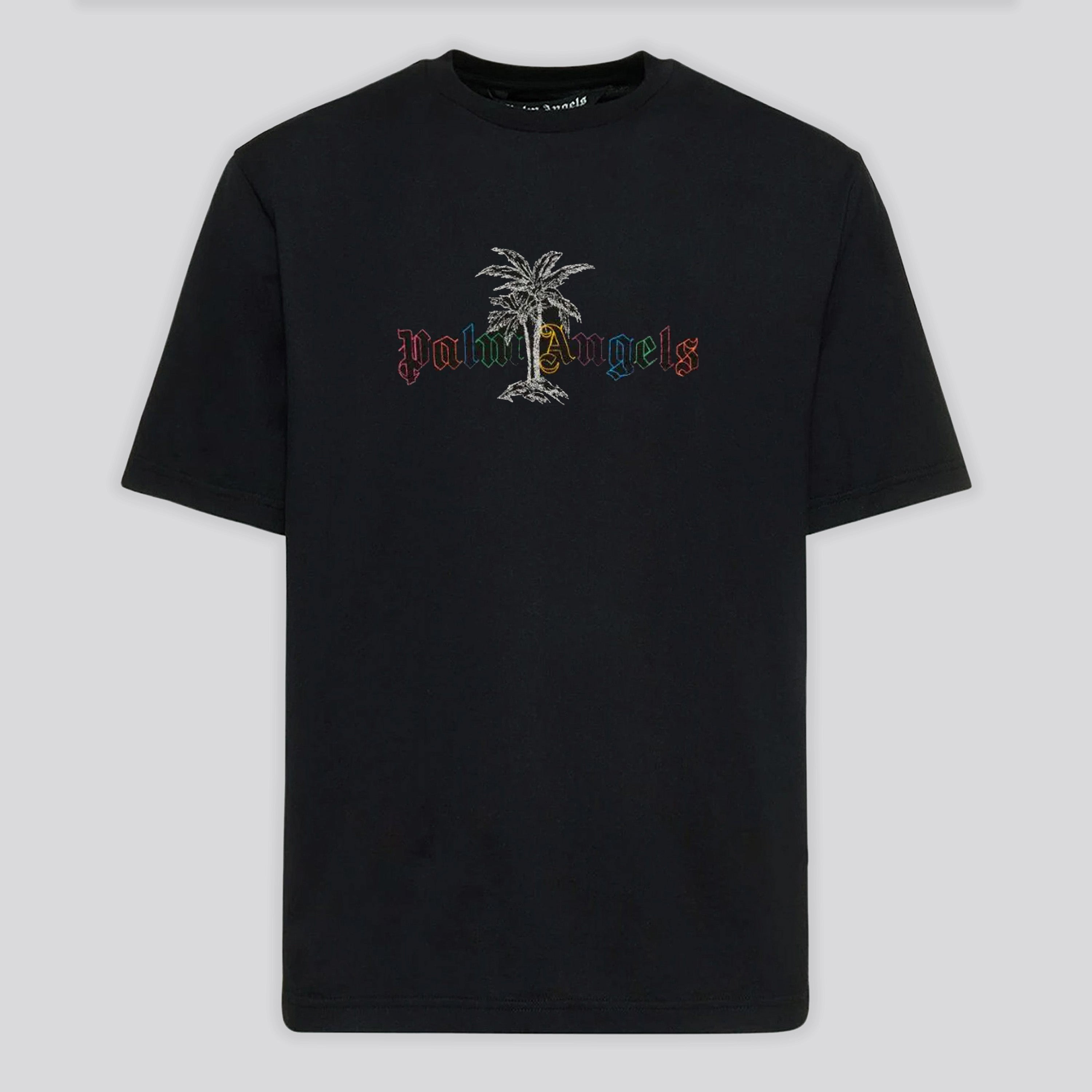 Camiseta Negra Palm Angels Multicolor Logo