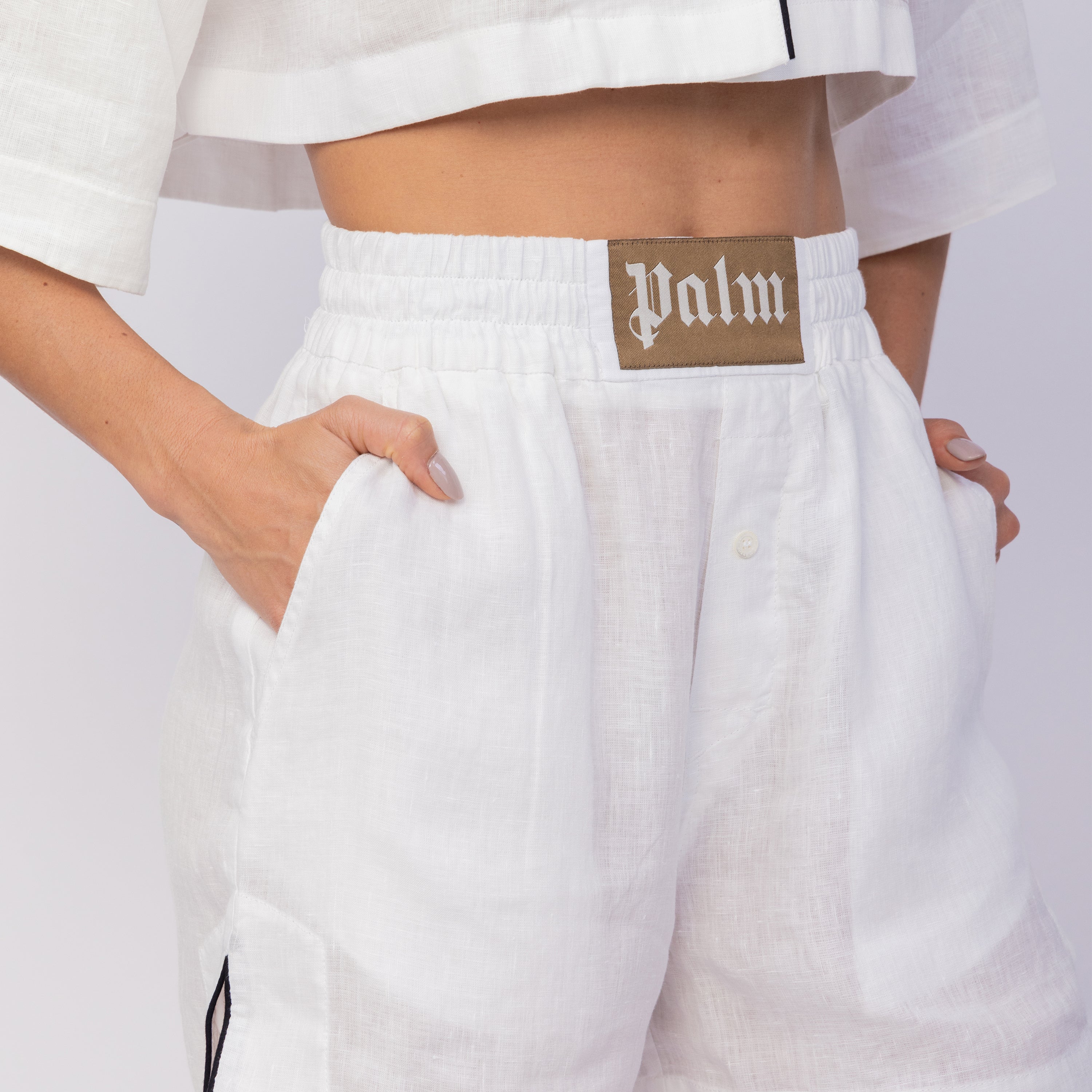 Short Blanco Palm Angels Linen