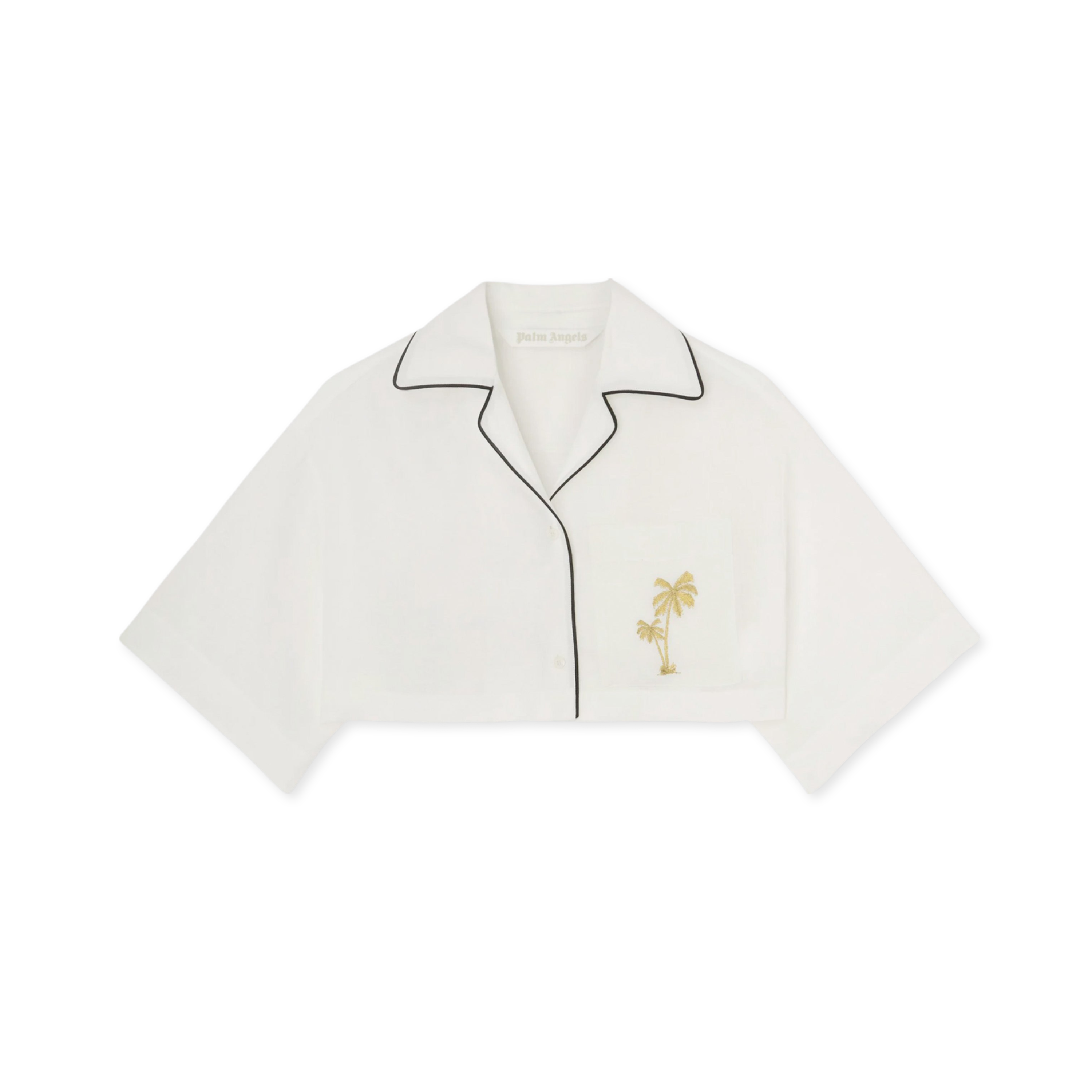 Camisa Blanca Palm Angels Cropped Linen Bowling