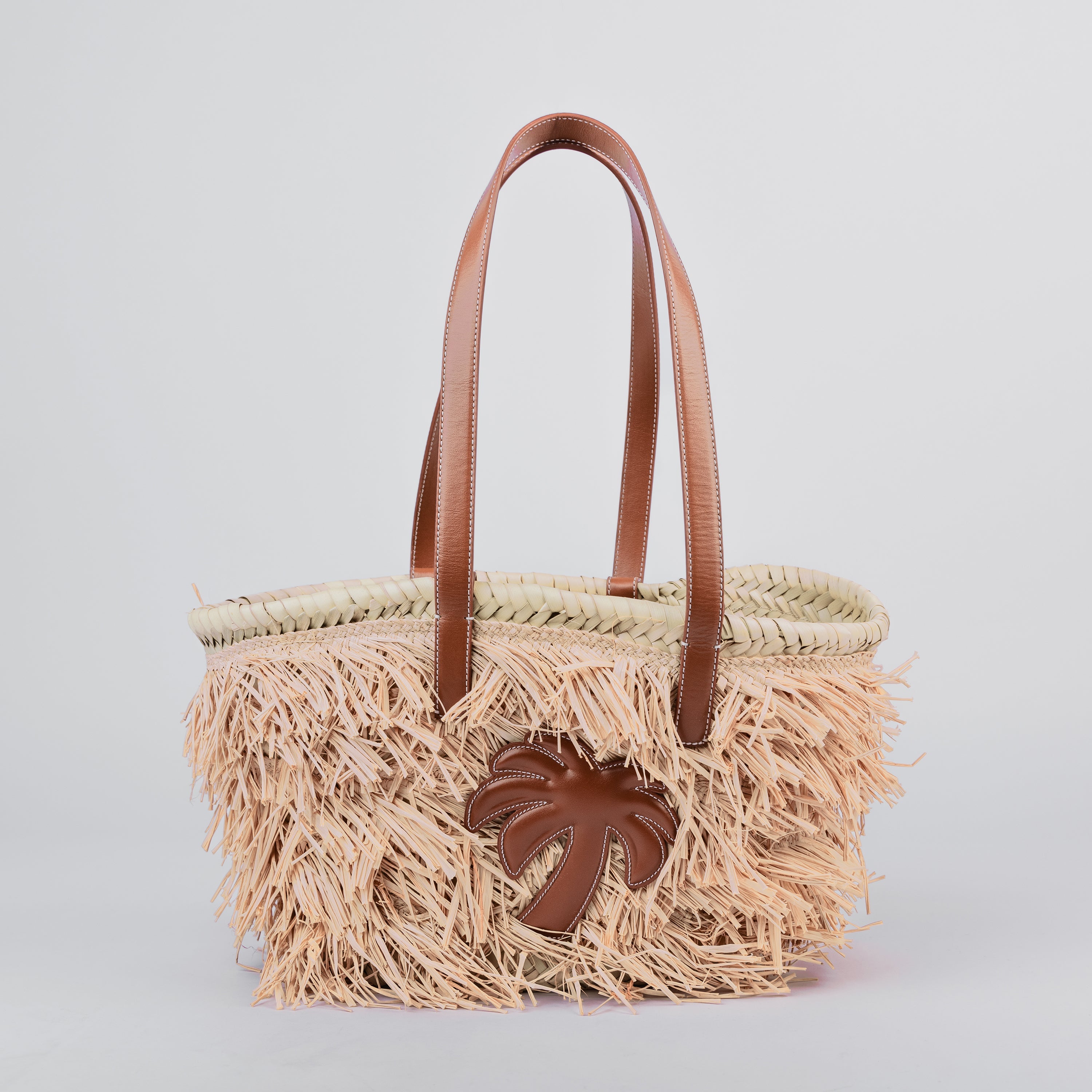 Cartera Beige Palm Angels Rafia Basket