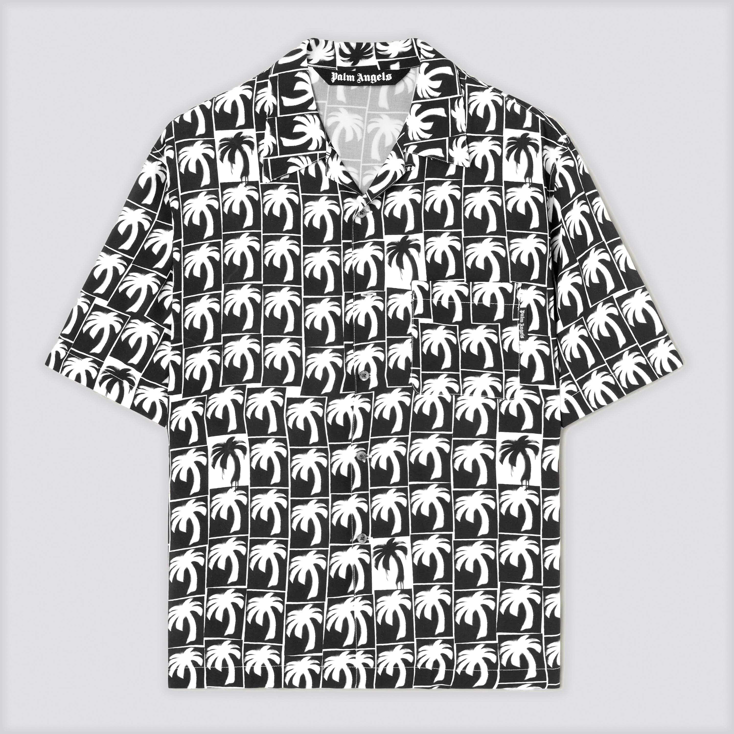 Camisa Negra Palm Angels Palms Monogram