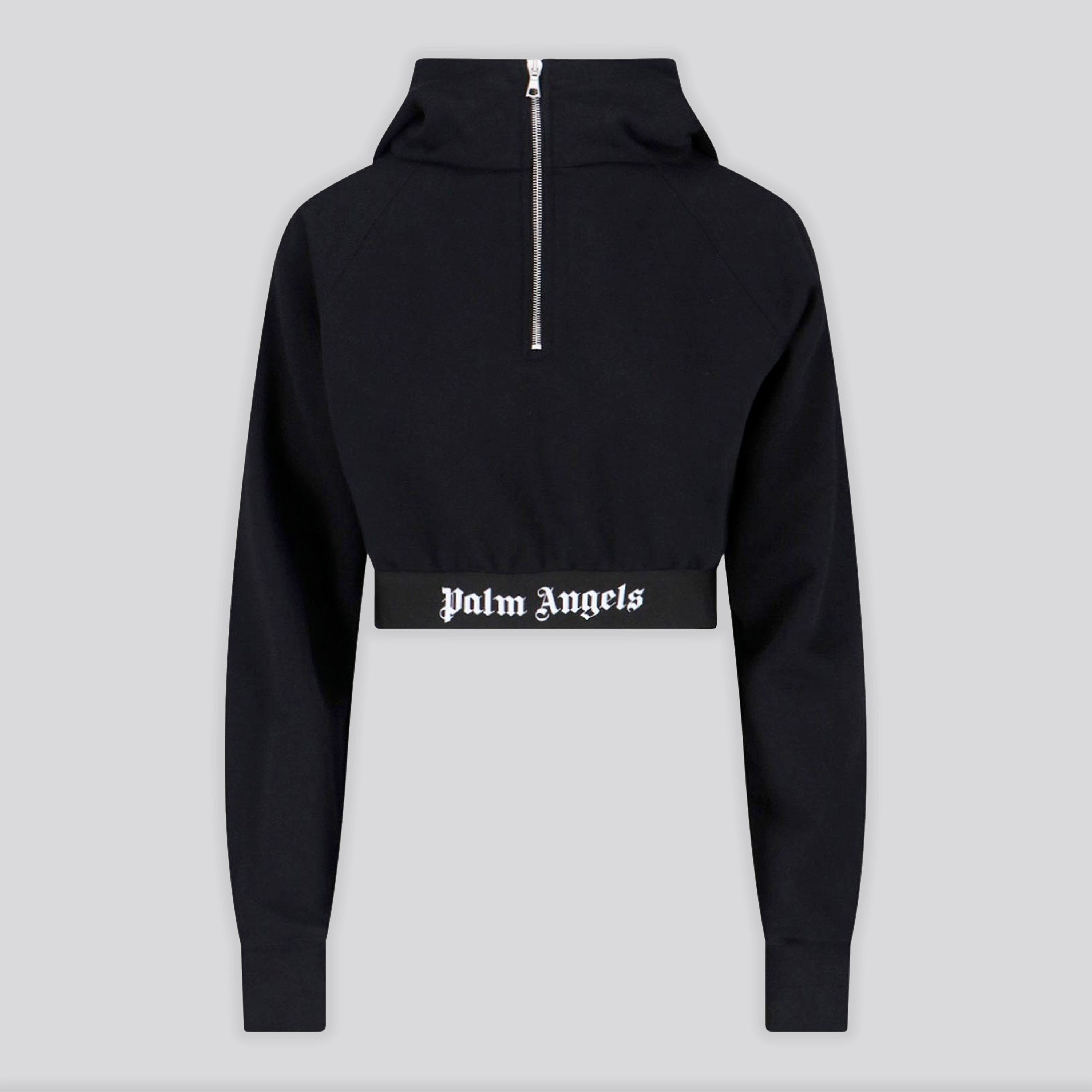 Buzo Negro Palm Angels Logo Tape Zipped