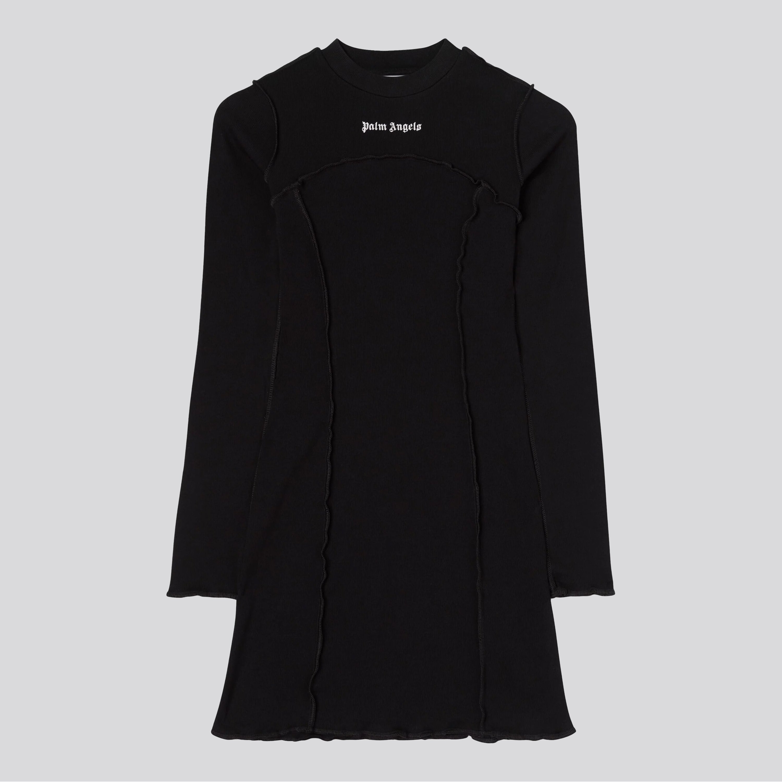 Vestido Negro Palm Angels Logo Rib L/S