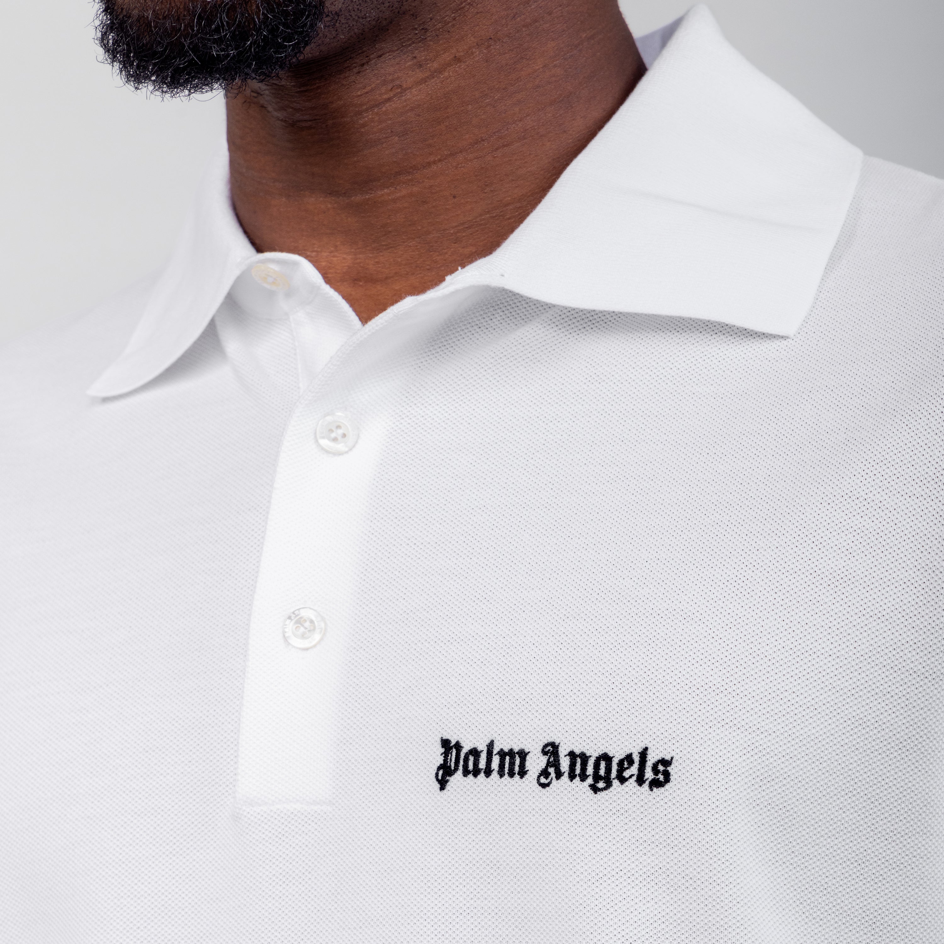 Camiseta Tipo Polo Blanco Palm Angels Logo