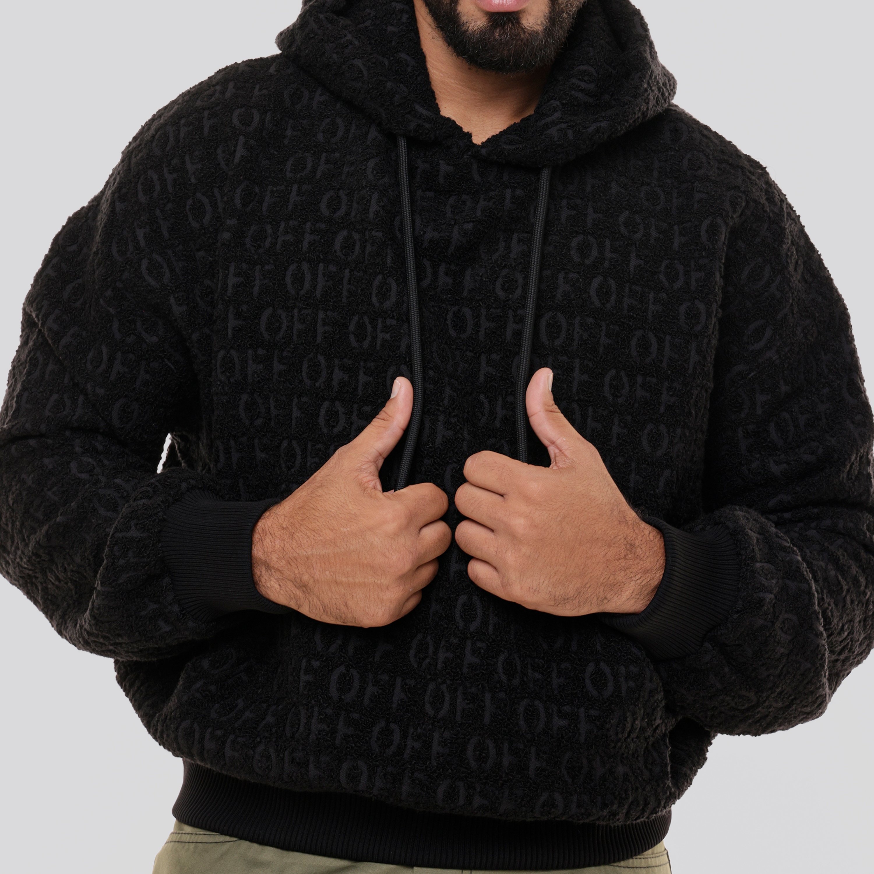 Buzo Tipo Hoodie Negro Off-White Boucle