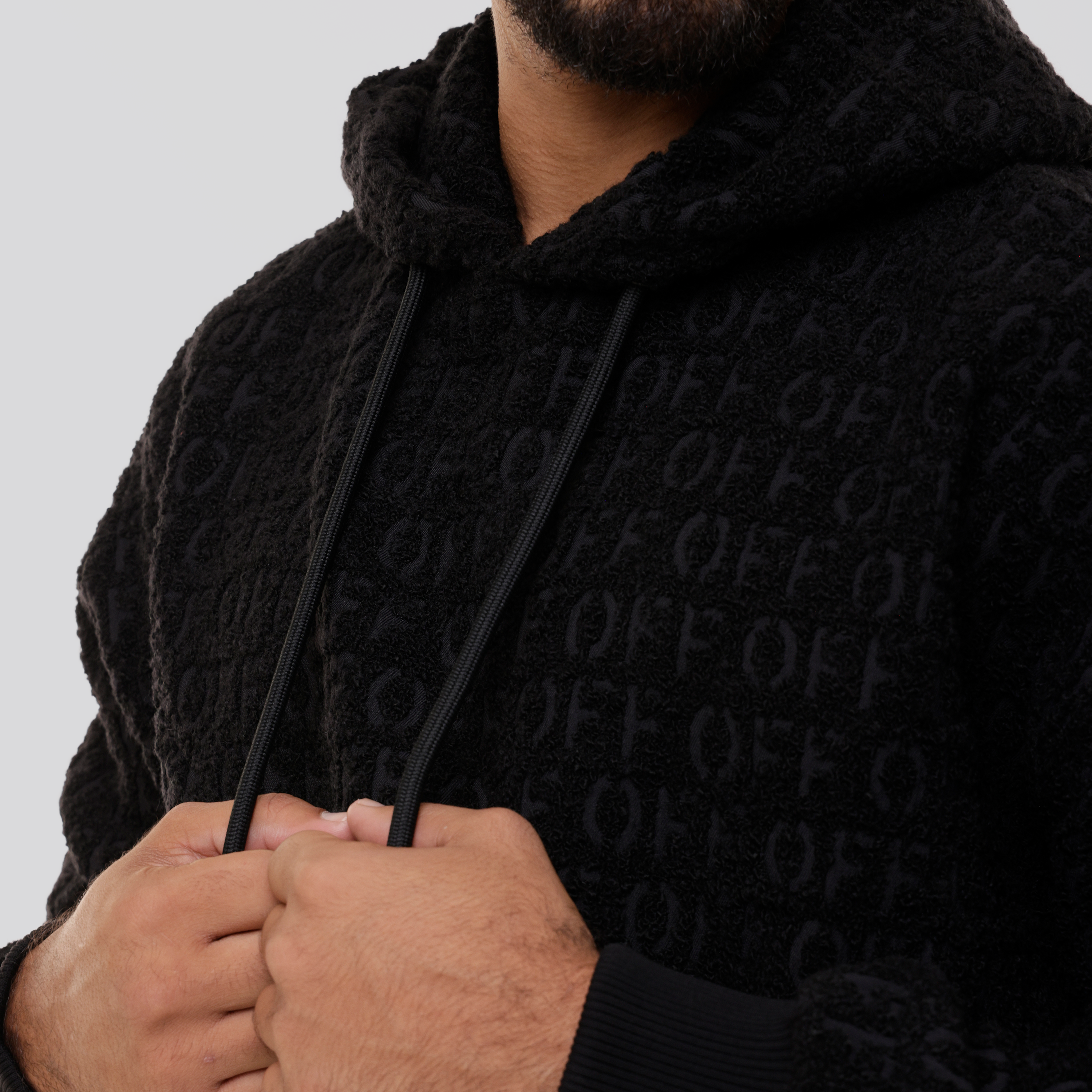 Buzo Tipo Hoodie Negro Off-White Boucle