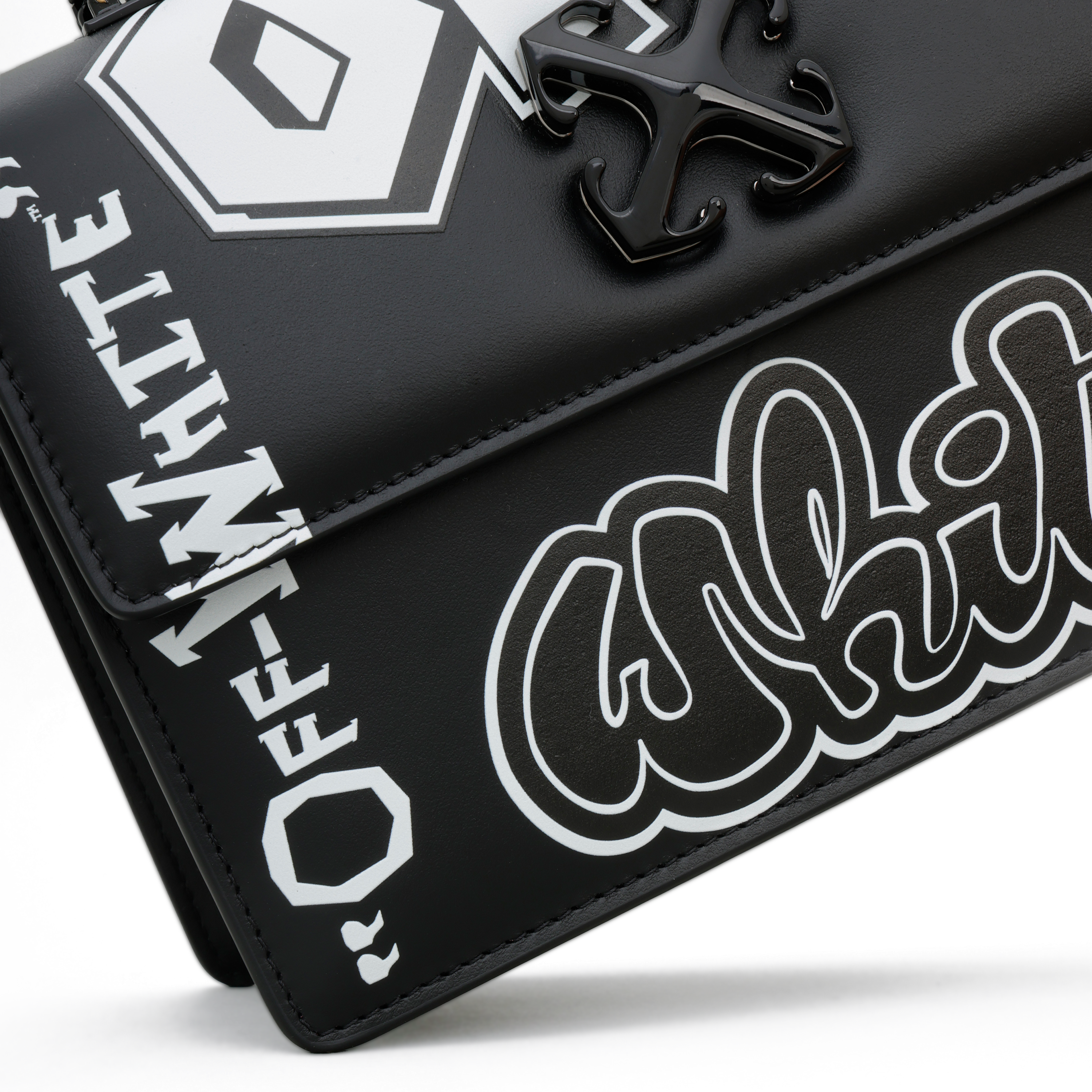 Cartera Negra Off-White Logo Black - White