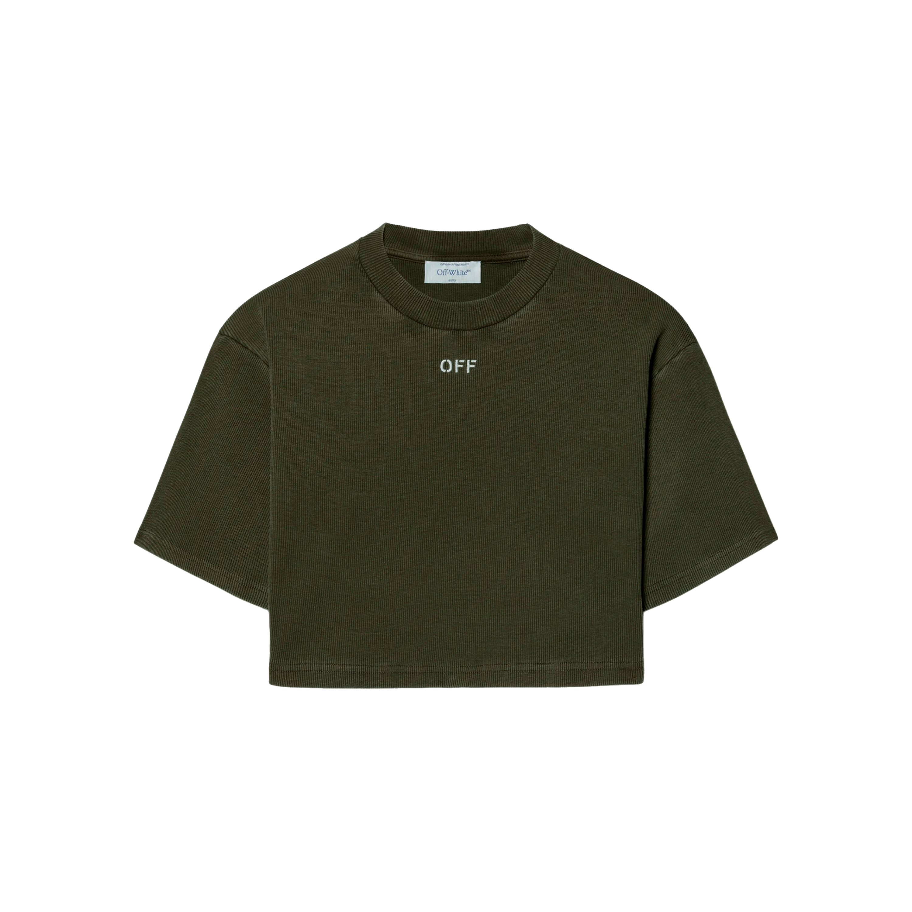 Camiseta Verde Off-White Off Stamp Crop