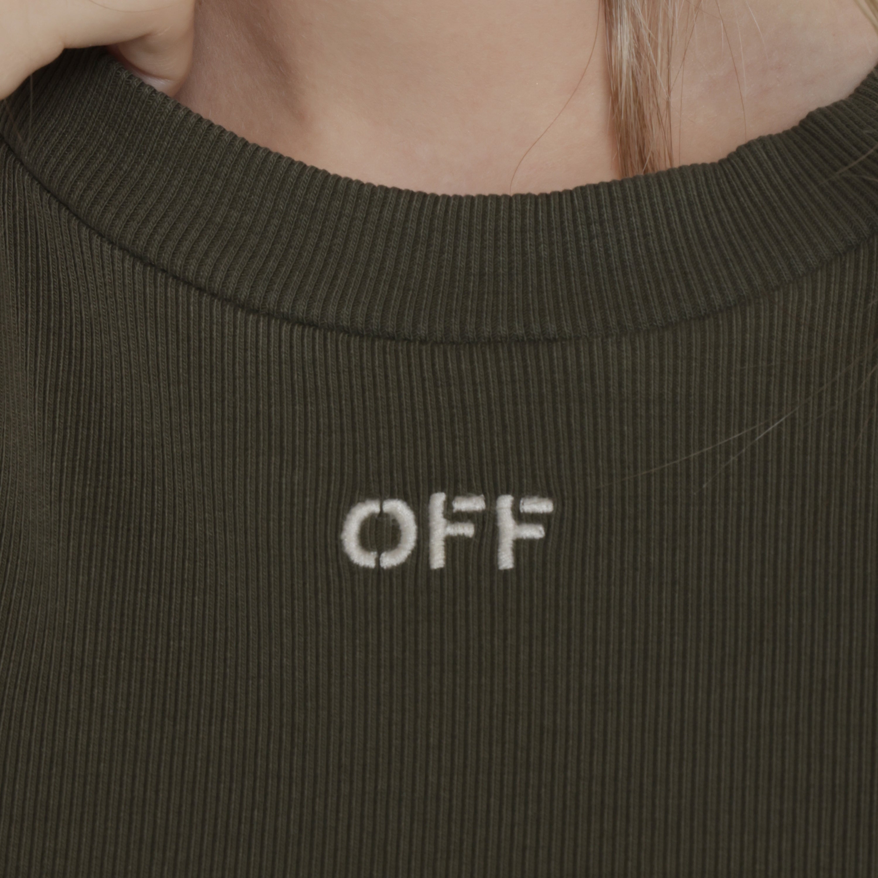 Camiseta Verde Off-White Off Stamp Crop