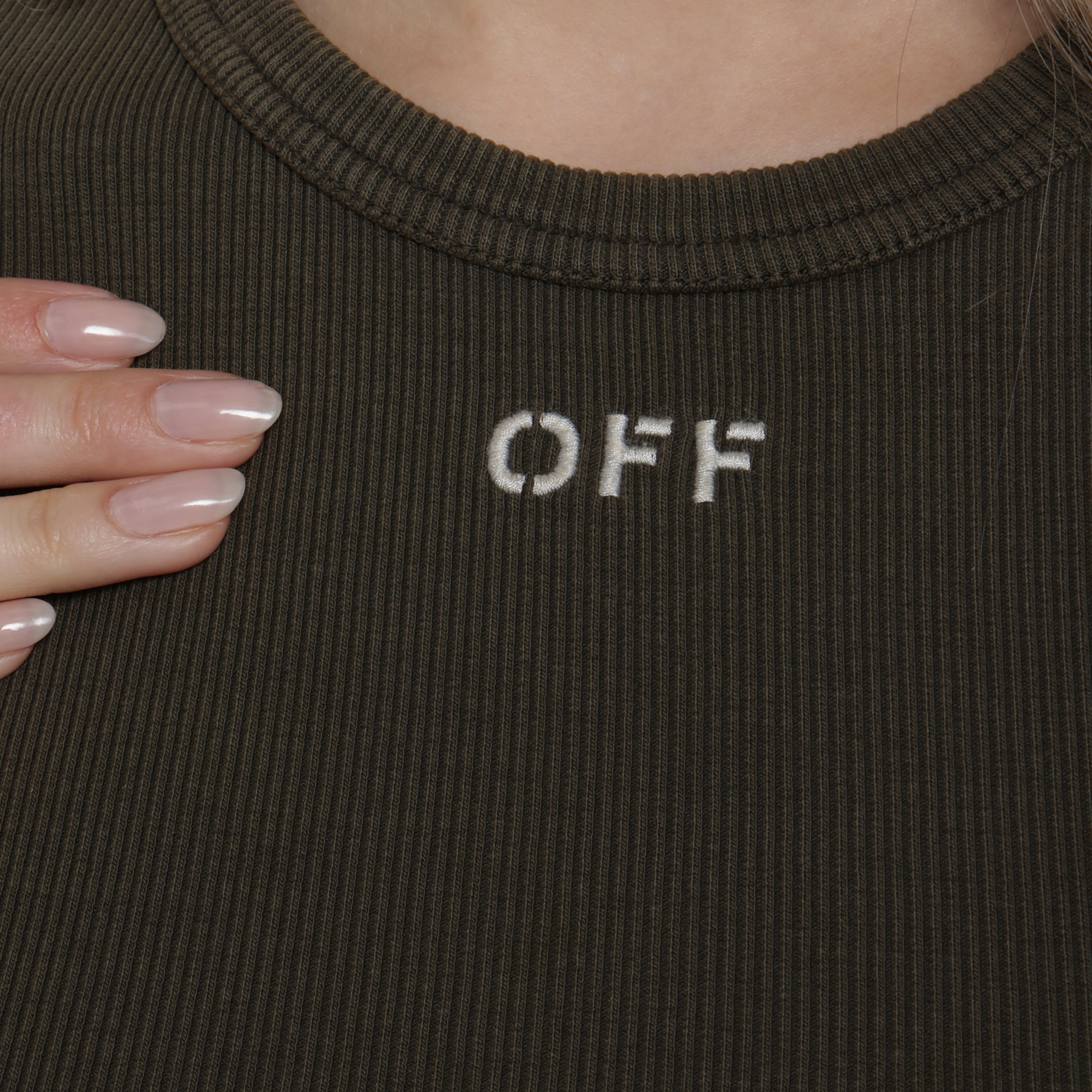 Camiseta Verde Off-White Off Stamp Fitted